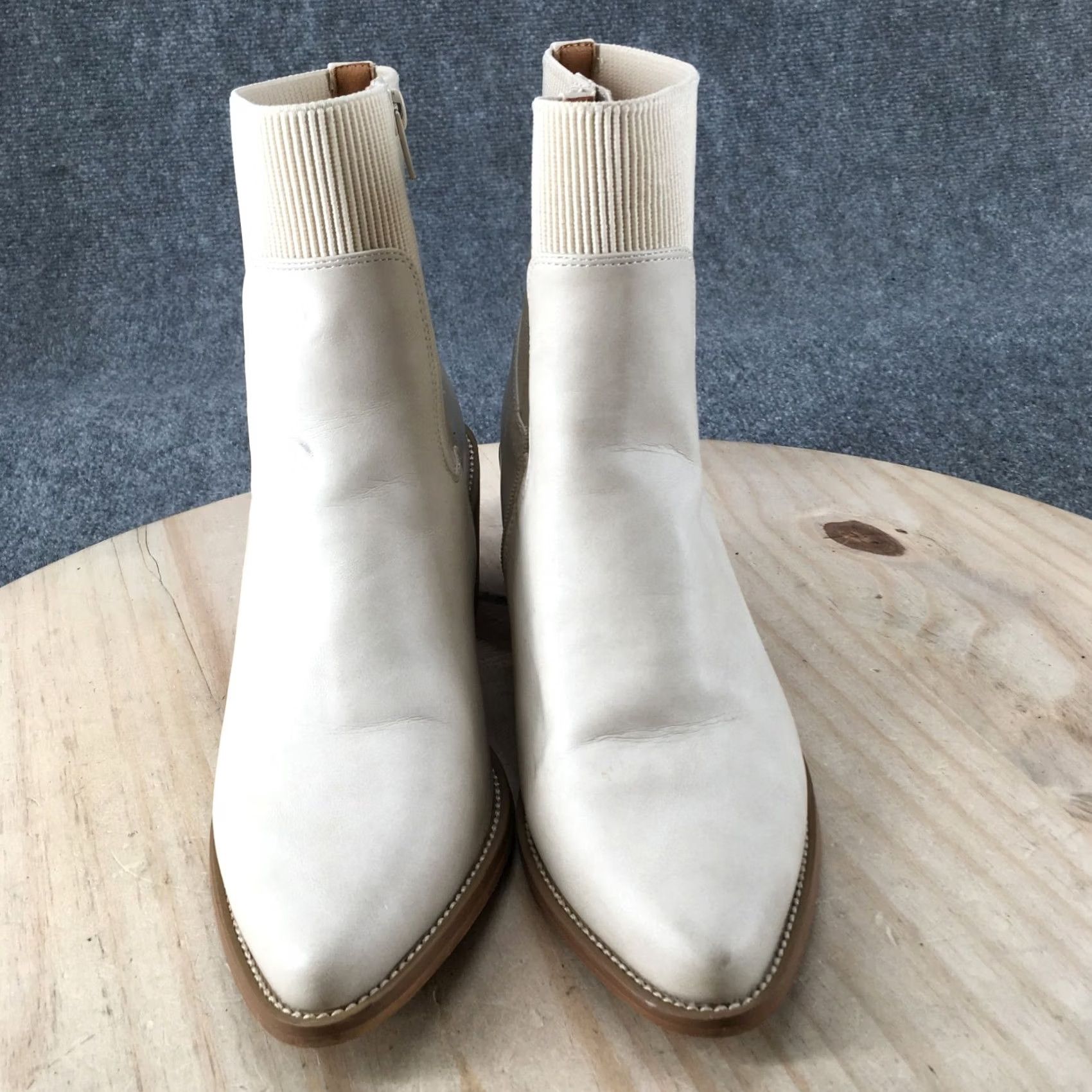 Dolce Vita Dolce Vita Ankle Boots Womens 9 Beige Casual Leather Side Zip Block Heel Shoes Size US 9 / IT 39 - 7 Thumbnail