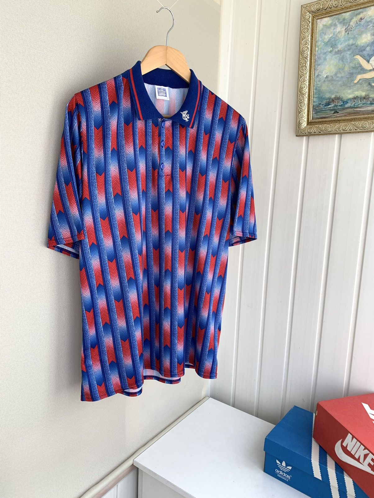 image of Soccer Jersey x Vintage Admiral Rangers Vintage 1990-1992 Leisure Shirt Size L, Men's