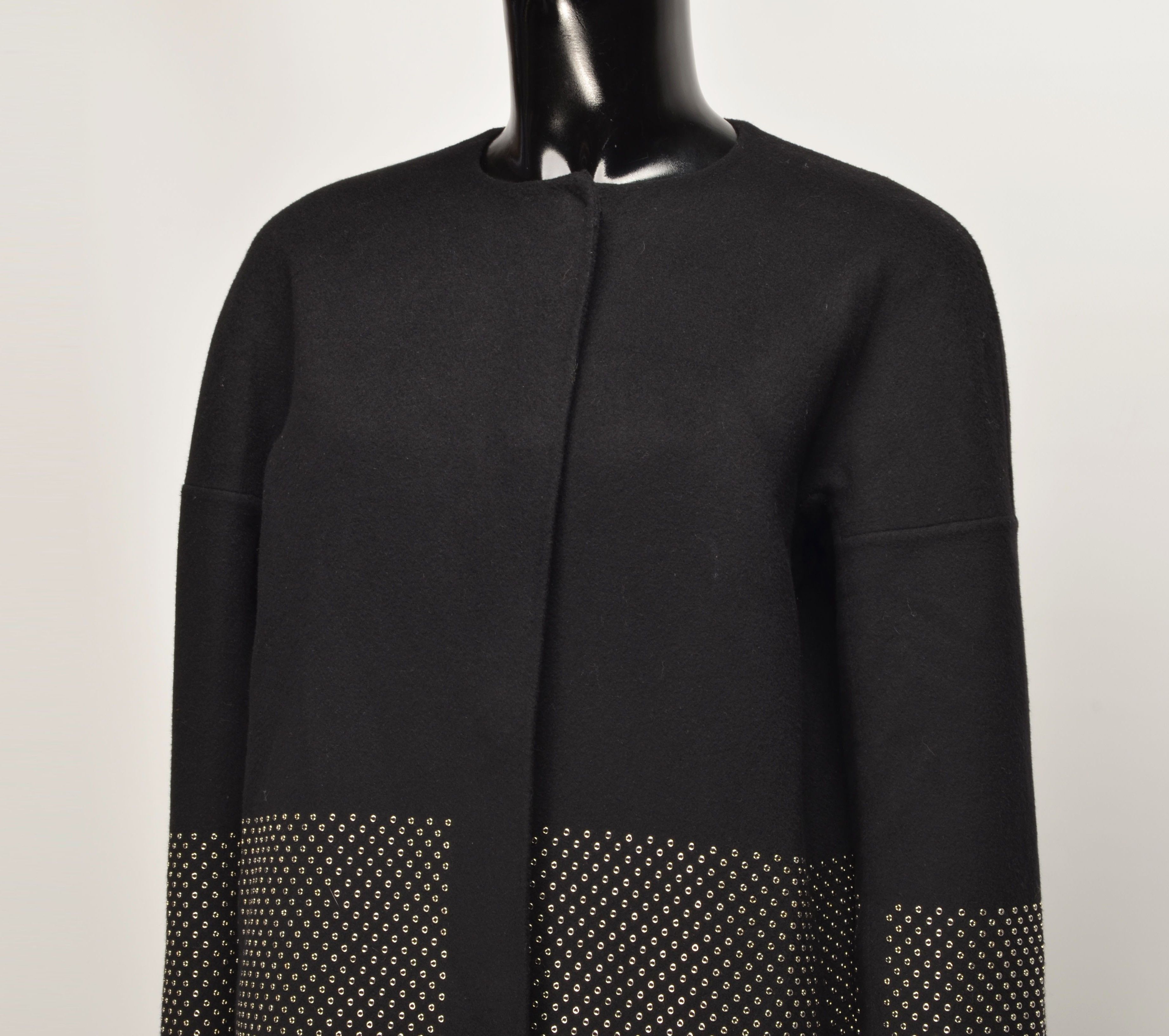 Ermanno Scervino Ermanno Scervino Lana Wool Metal Details Black Coat Size S / US 4 / IT 40 - 8 Thumbnail