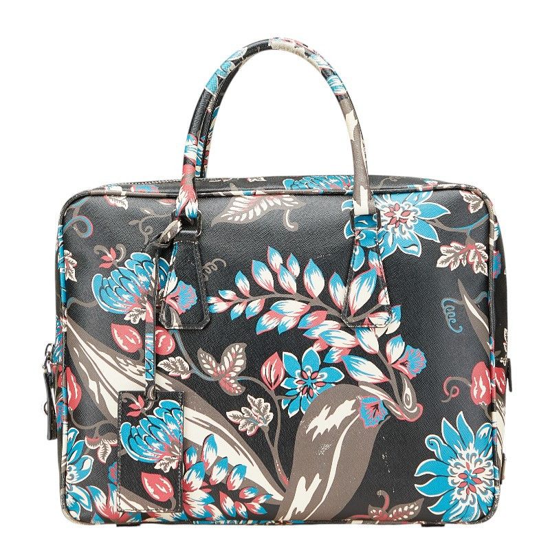 Prada Prada Saffiano Print Triangle Logo Plate Briefcase Leather Business Bag VS0305
