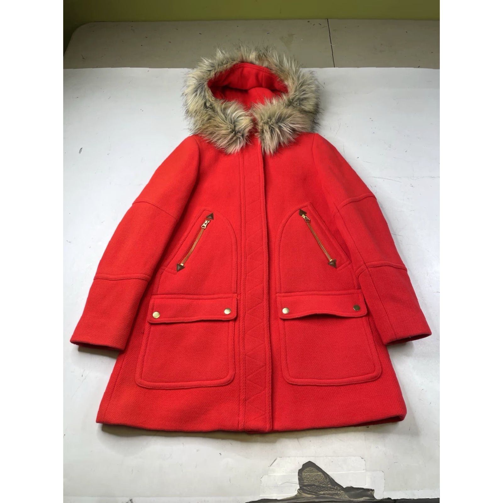 J.Crew VINTAGE J.CREW Chateau Parka Wool Coat Fur Hood Red 2 Women Coat Parka Wool Fur Lined Zipper Pockets Modern Classic 90s Ski Size XS / US 0-2 / IT 36-38 - 2 Thumbnail