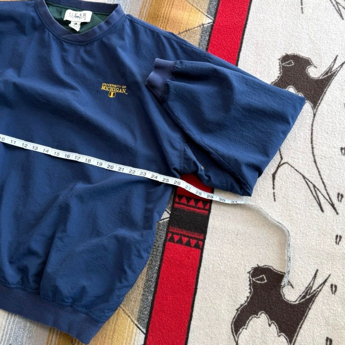 Vintage VINTAGE University Of Michigan Embroidered Pullover Windbreaker Jacket XL Men Blue Gear for Sports 90s College Sport Windbreaker Size US XL / EU 56 / 4 - 6 Thumbnail