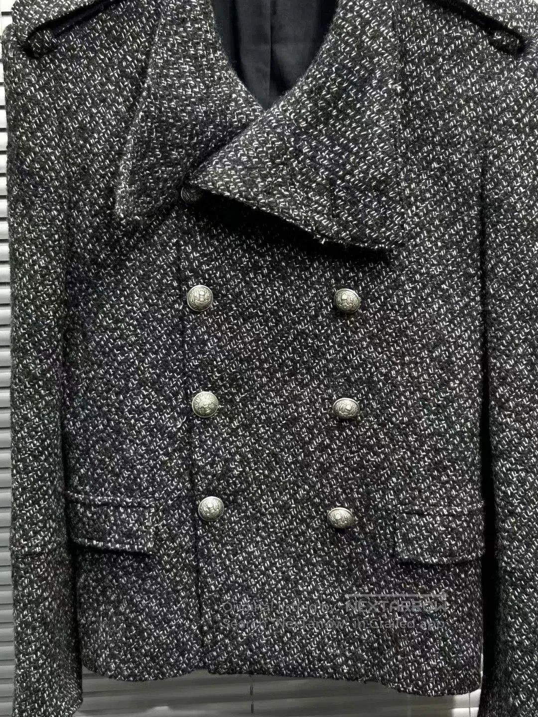 Balmain Balmain Gray Wool Double-Breasted Coat. Size US M / EU 48-50 / 2 - 3 Thumbnail