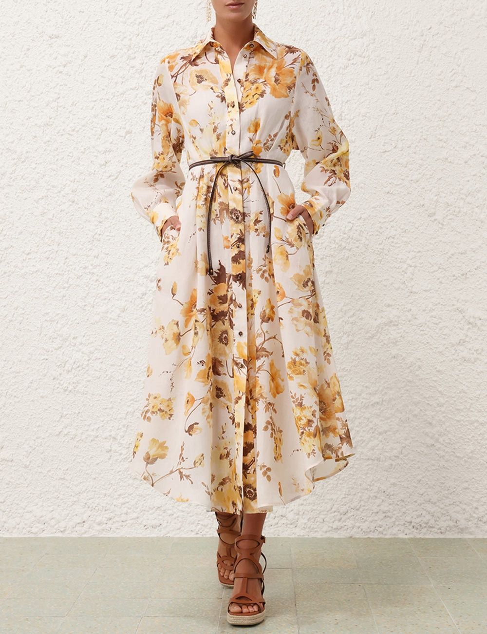 Zimmermann oc11z0525 Ottie Tuck Shirt Midi Dress in Multicolor Size XS / US 0-2 / IT 36-38 - 2 Thumbnail