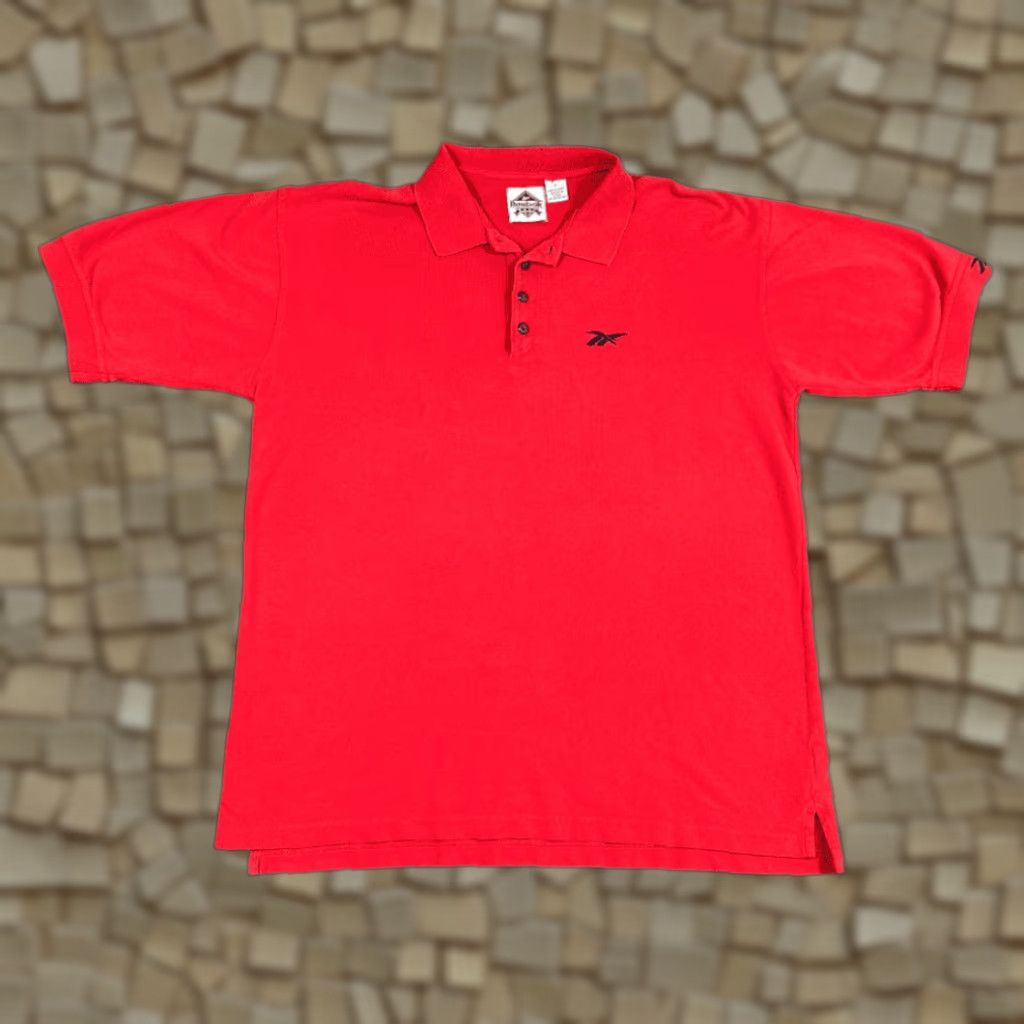 Reebok VINTAGE Reebok Polo Shirt Mens Large Red 90s Golf Logo Polo Shirt Short Sleeve Cotton Size US L / EU 52-54 / 3 - 1 Thumbnail