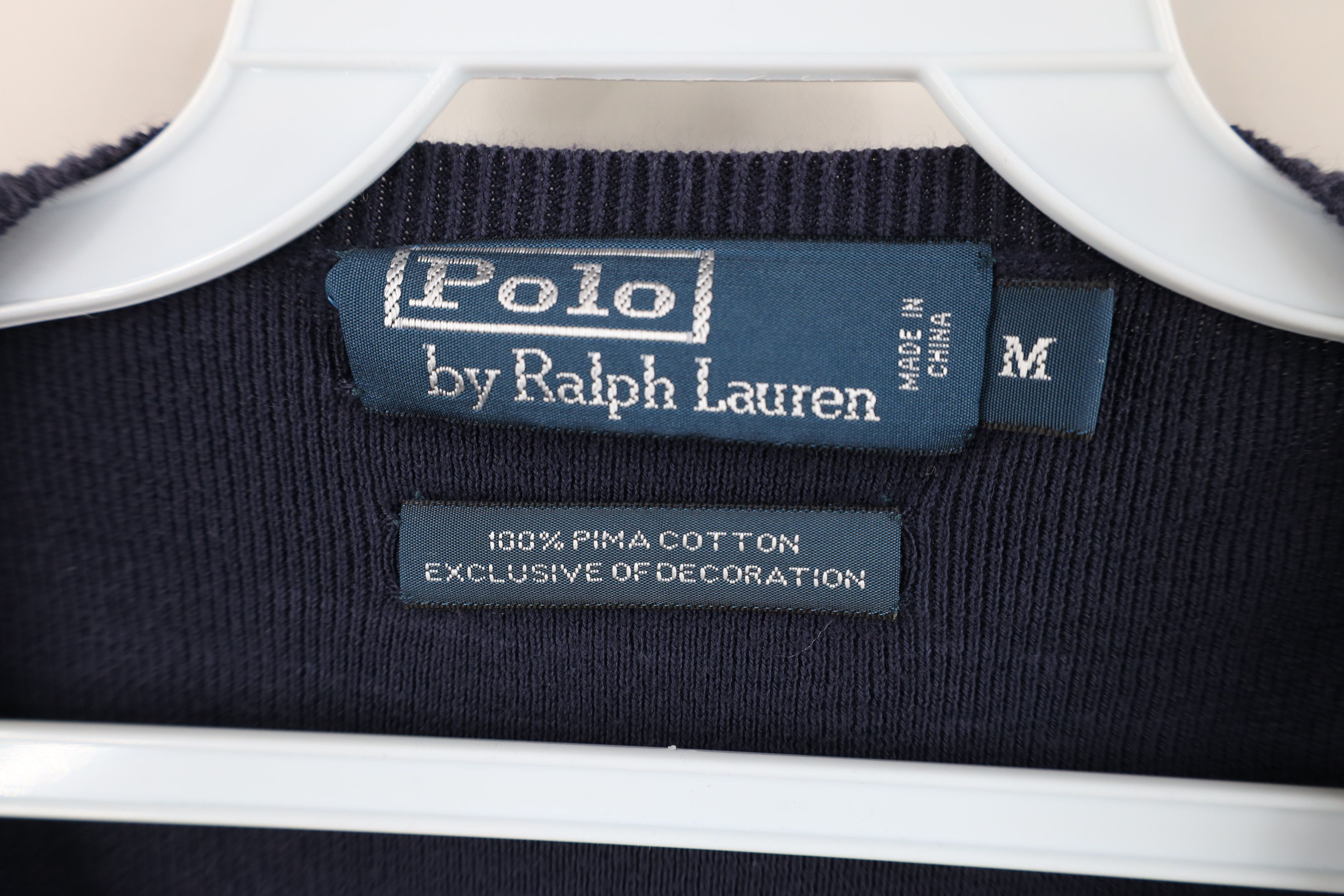 Ralph Lauren Vintage 90s Ralph Lauren Cotton Knit V-Neck Sweater Blue Size US M / EU 48-50 / 2 - 9 Thumbnail