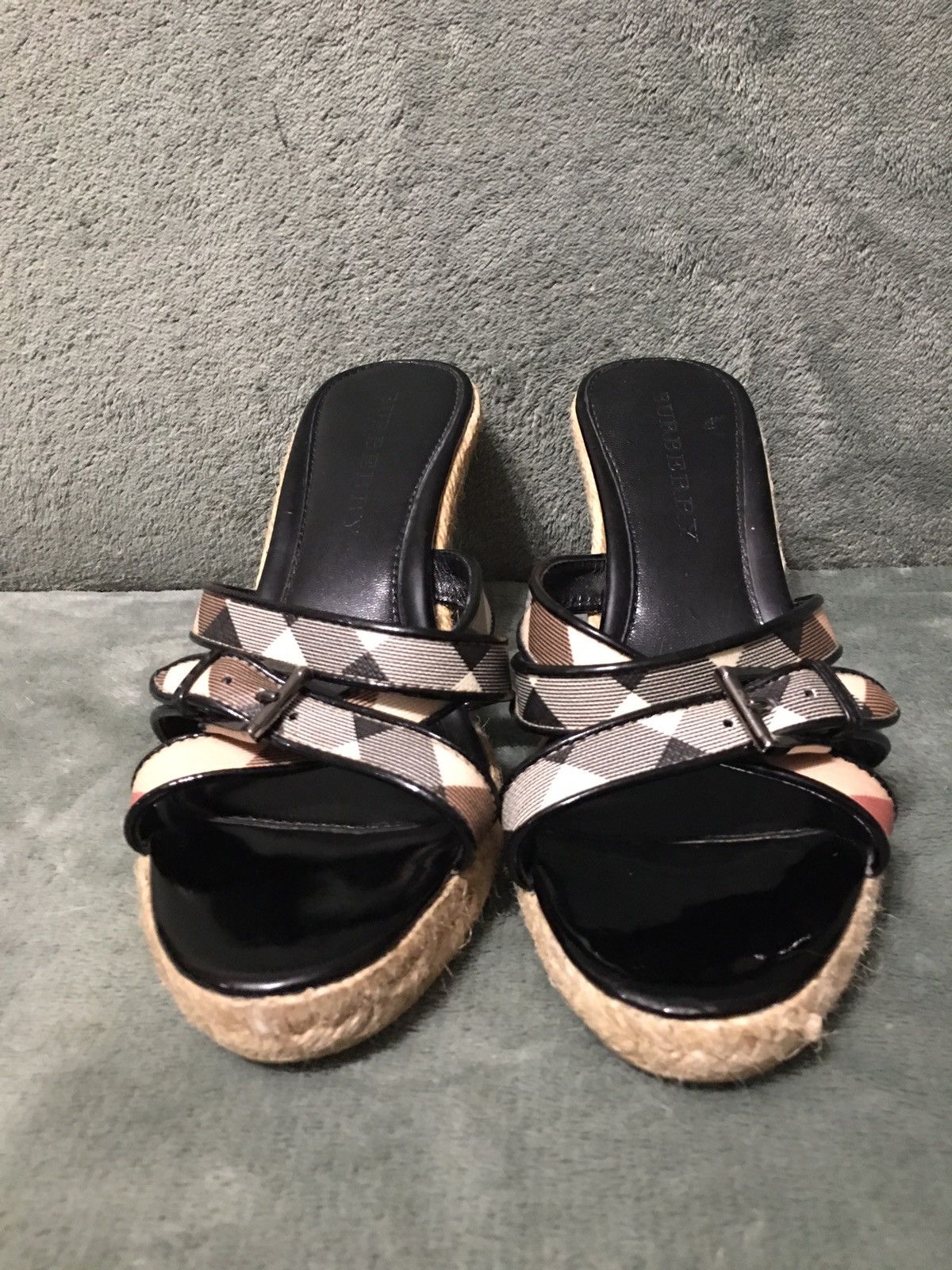 Burberry Burberry Leather Nova Check Espadrille Wedge Sandals EU38 Size US 8 / IT 38 - 3 Thumbnail