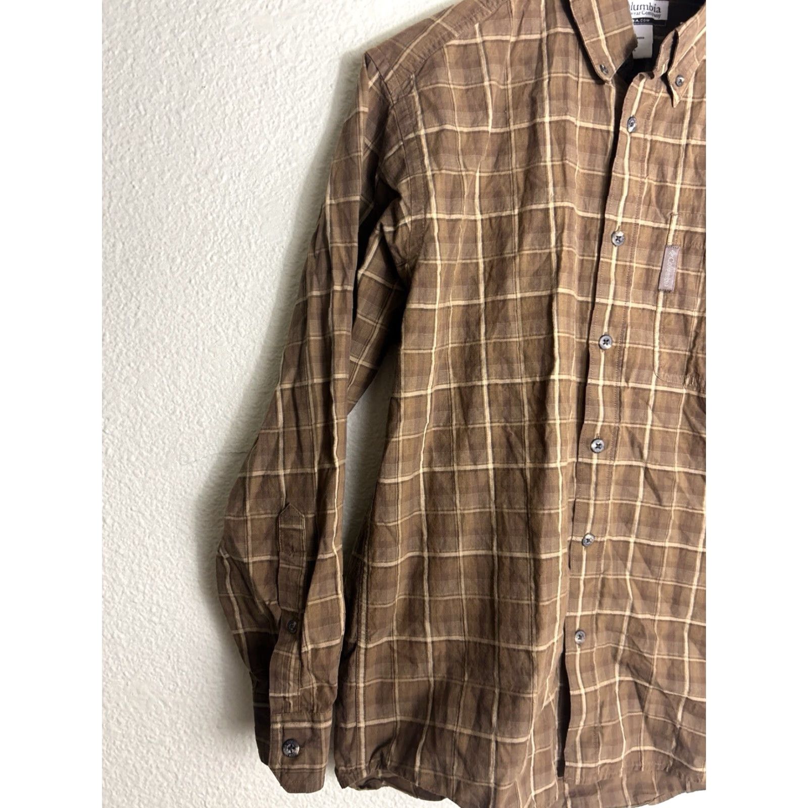 Vintage Columbia Shirt Mens Small Brown Plaid Cotton Button-Down Long Sleeve Size US S / EU 44-46 / 1 - 2 Thumbnail