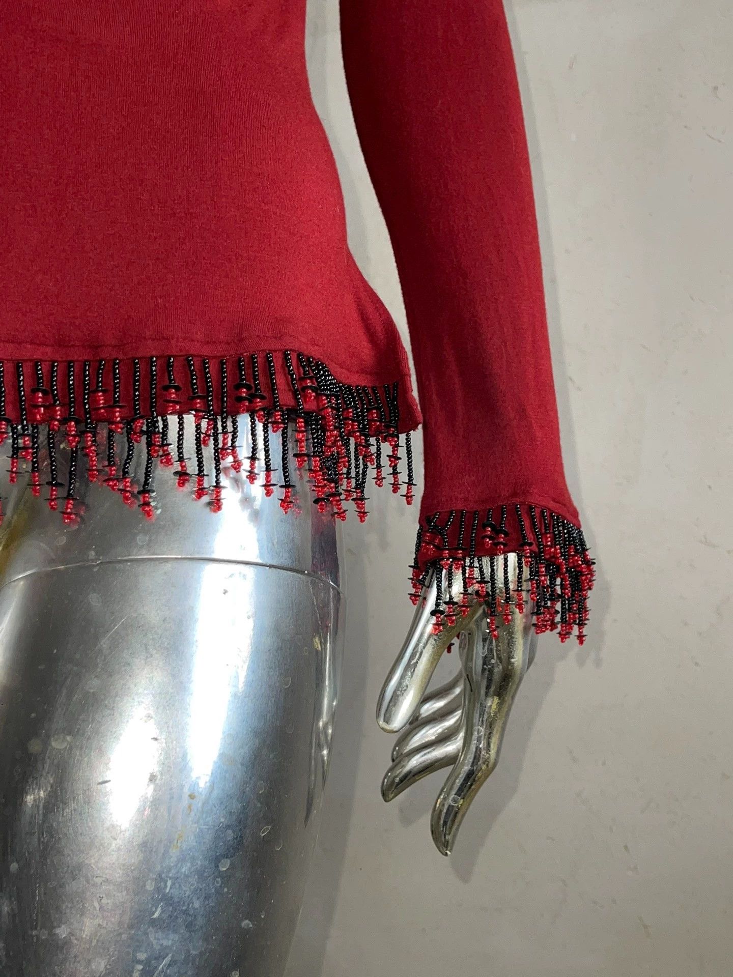 Jean Paul Gaultier Jean Paul Gaultier Blood Red Irregular Beaded Top Size S / US 4 / IT 40 - 5 Thumbnail