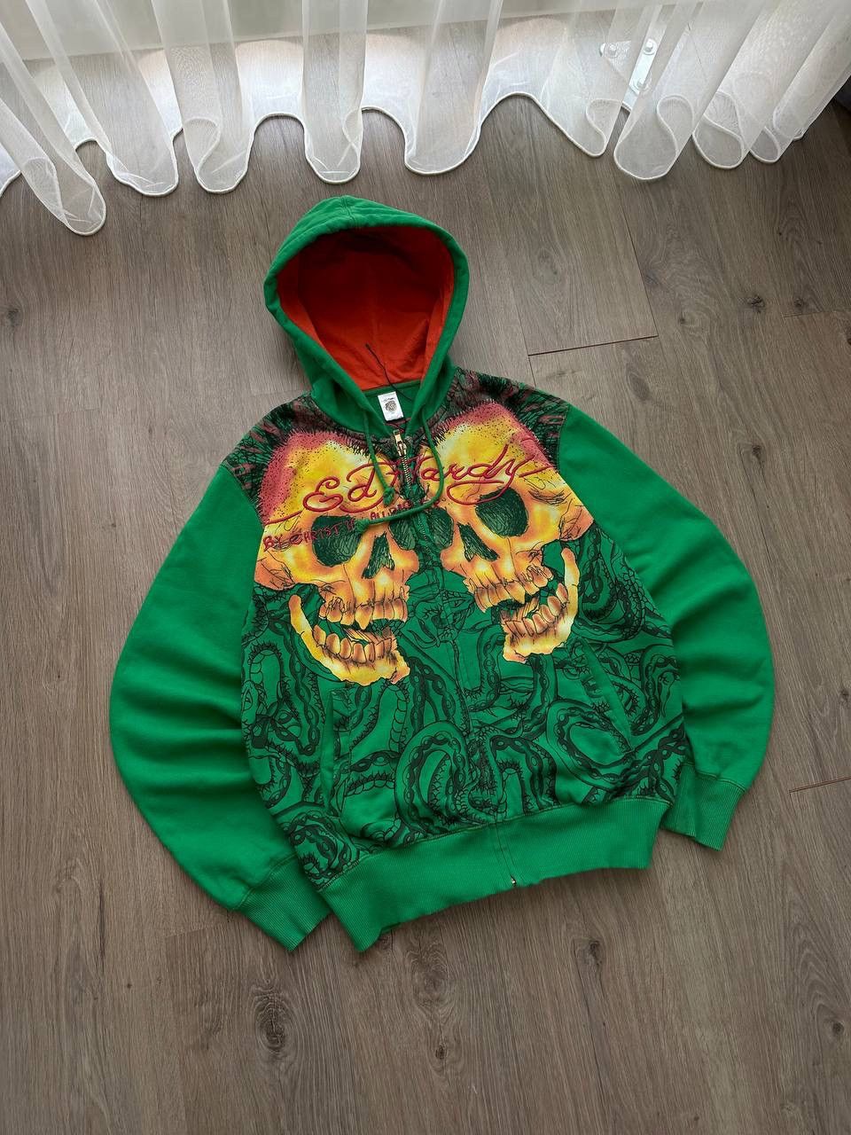 Christian Audigier × Ed Hardy × Vintage Vintage Ed Hardy Christian Audigier Green Hoodie Size US S / EU 44-46 / 1 - 22 Thumbnail