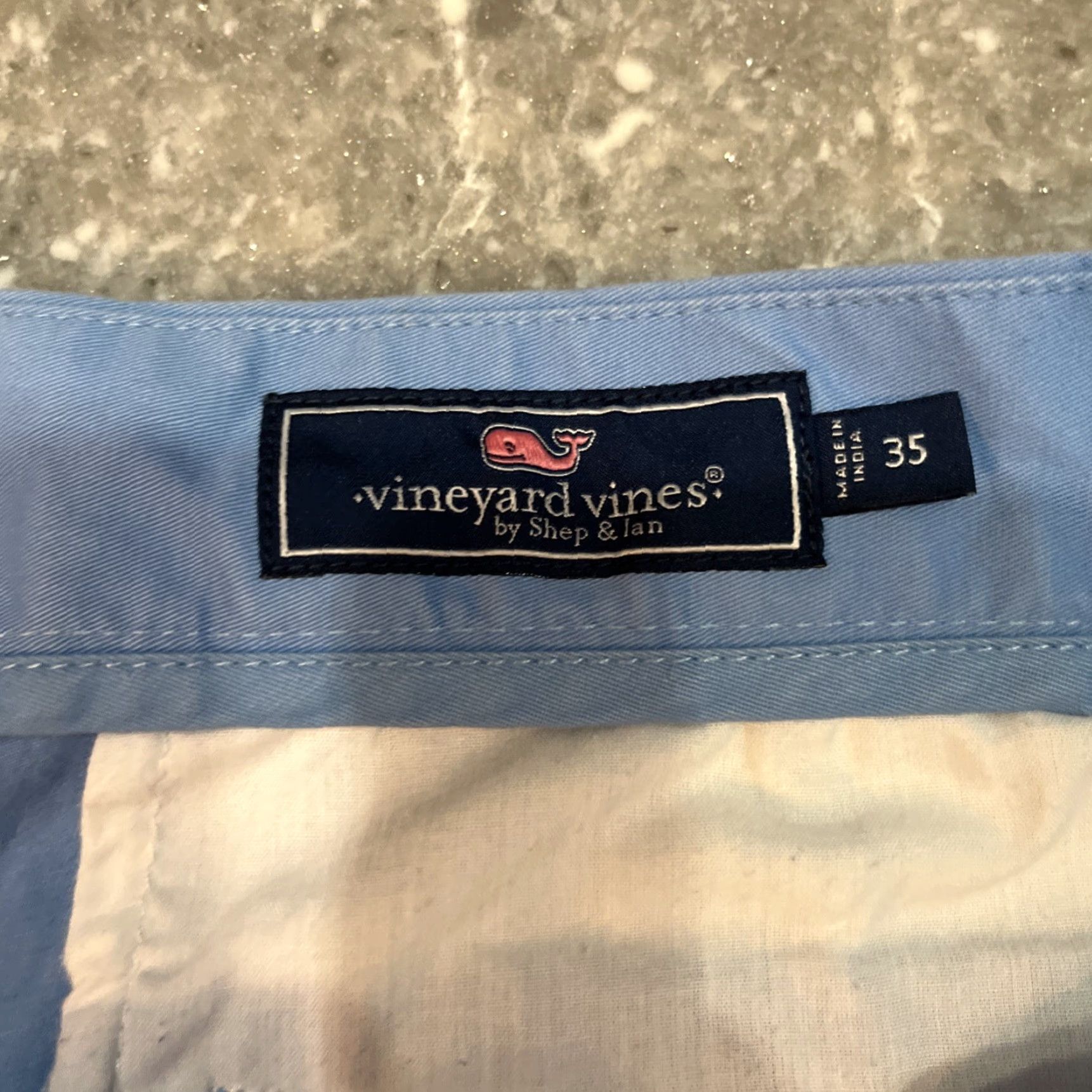 Vineyard Vines Vineyard Vines Shorts Mens Chino All Over Print AOP Whale American Flag 35 Waist Blue Logo Embroidered Pockets Button Zipper Regular Inseam 8 Size US 35 - 3 Thumbnail