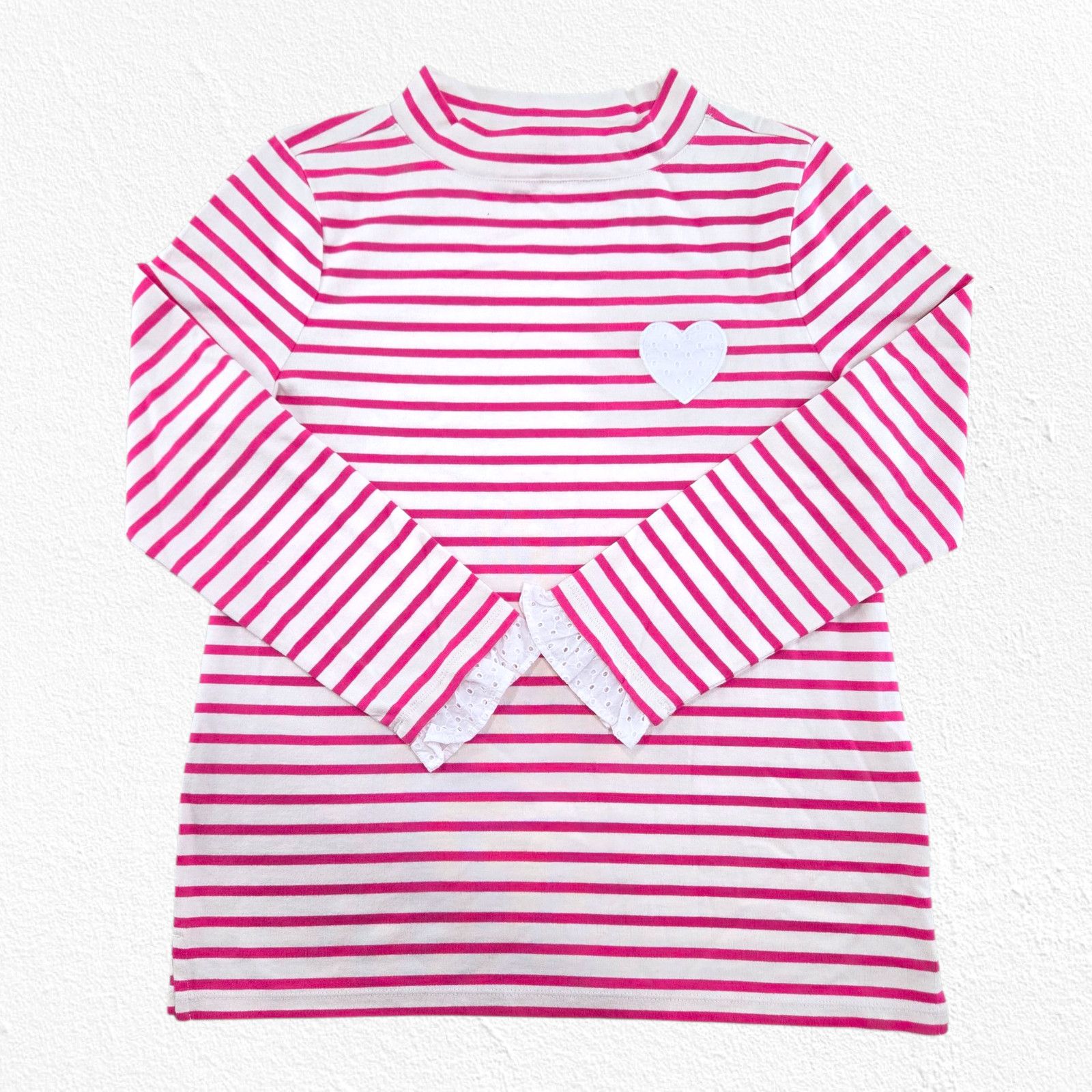Other Talbots Pink White Stripe Heart Long Sleeve Shirt Size Small Size S / US 4 / IT 40 - 2 Thumbnail