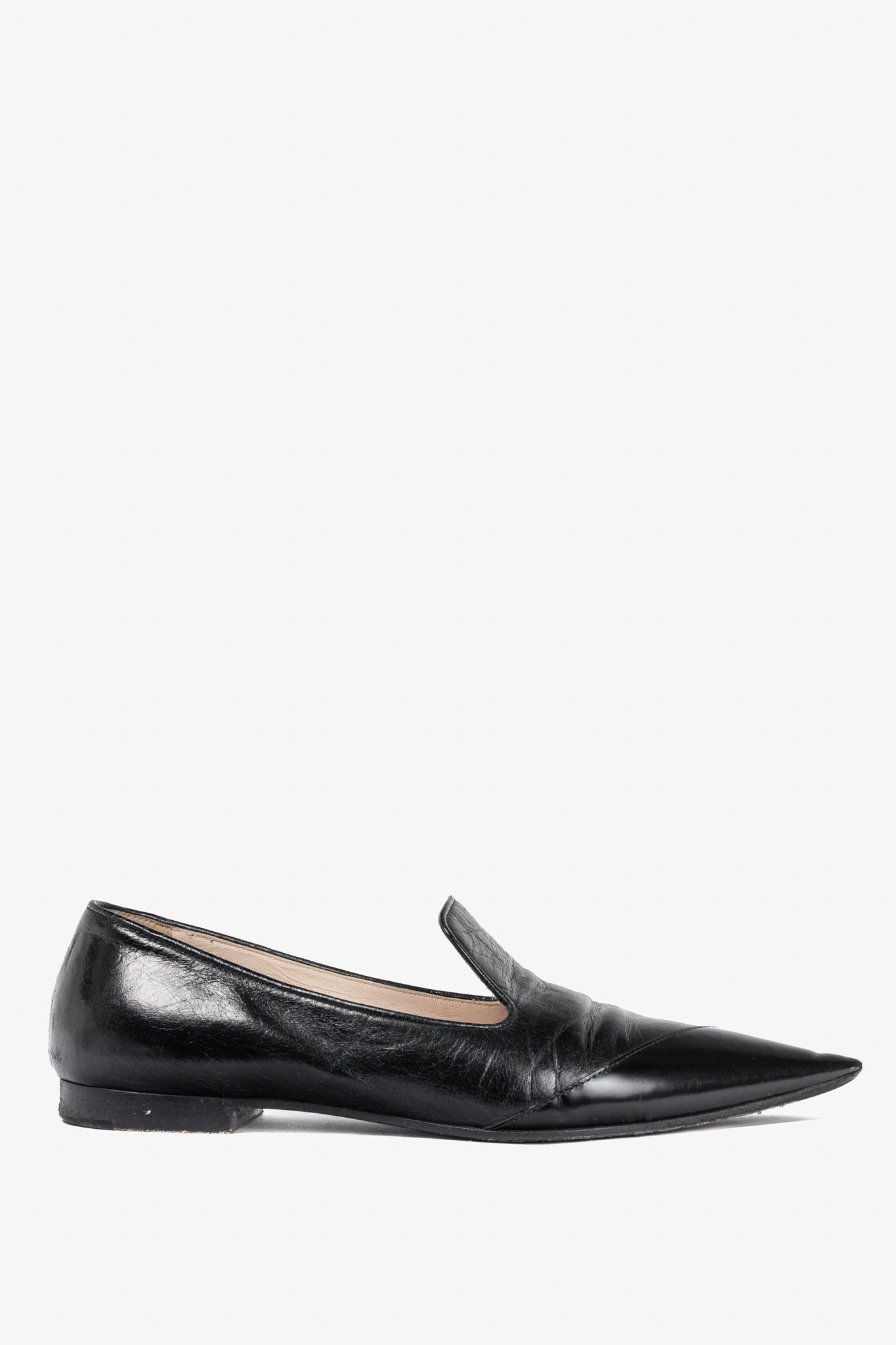 Miu Miu Miu Miu AW13 Black Leather Pointed-Toe Flats Size US 6.5 / IT 36.5 - 1 Thumbnail