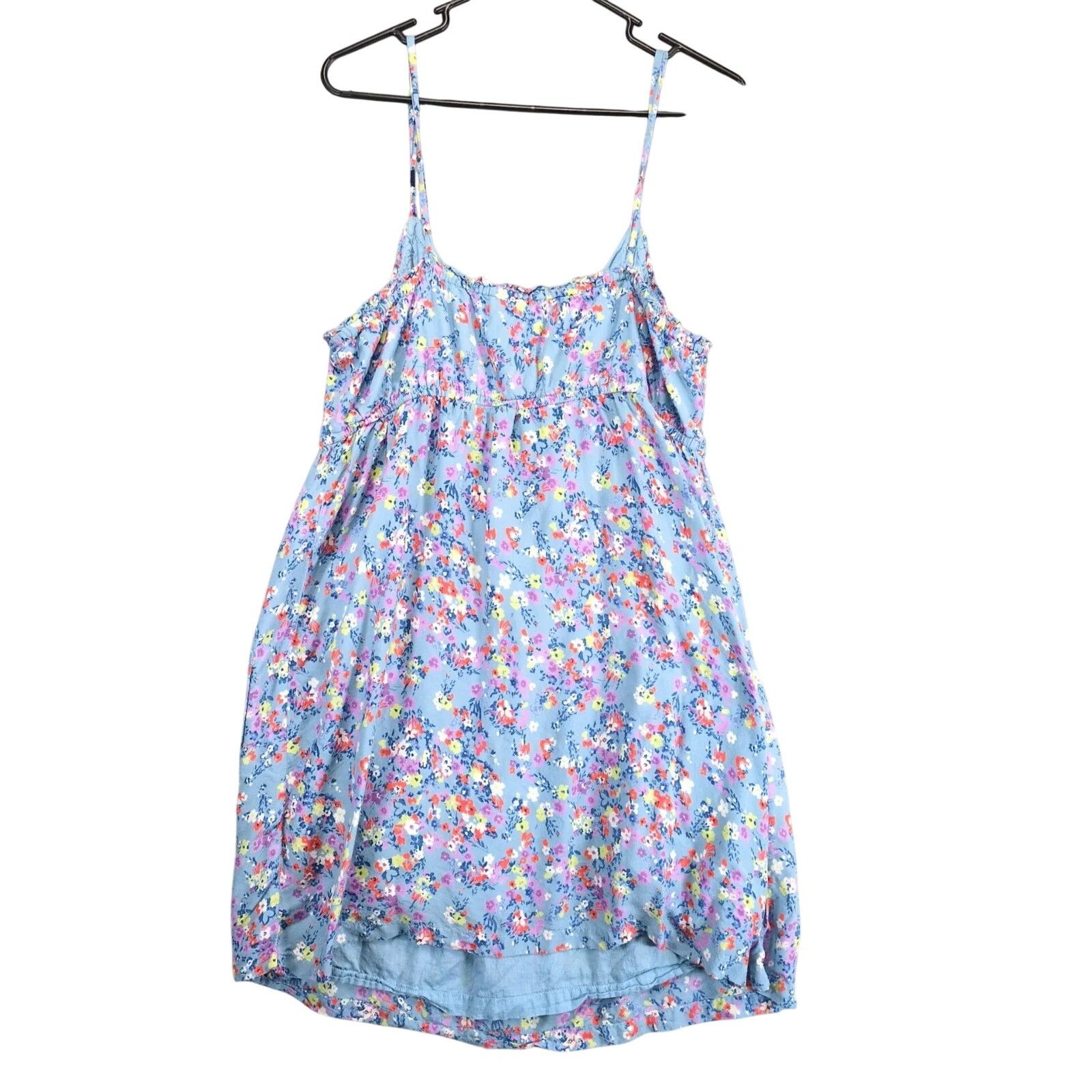 Other Aerie Blue Floral Babydoll Mini Dress L Pockets Drawstring Size L / US 10 / IT 46 - 2 Thumbnail