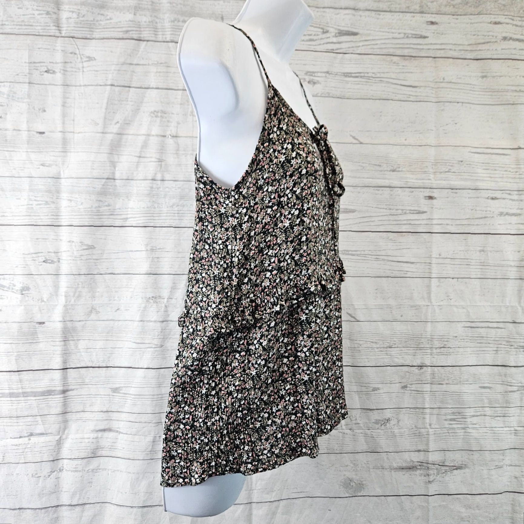 Vintage Gilli Womens Top Tank Spaghetti Strap Floral Green Pink Medium M Sleeveless Shirt Ladies Size M / US 6-8 / IT 42-44 - 3 Thumbnail
