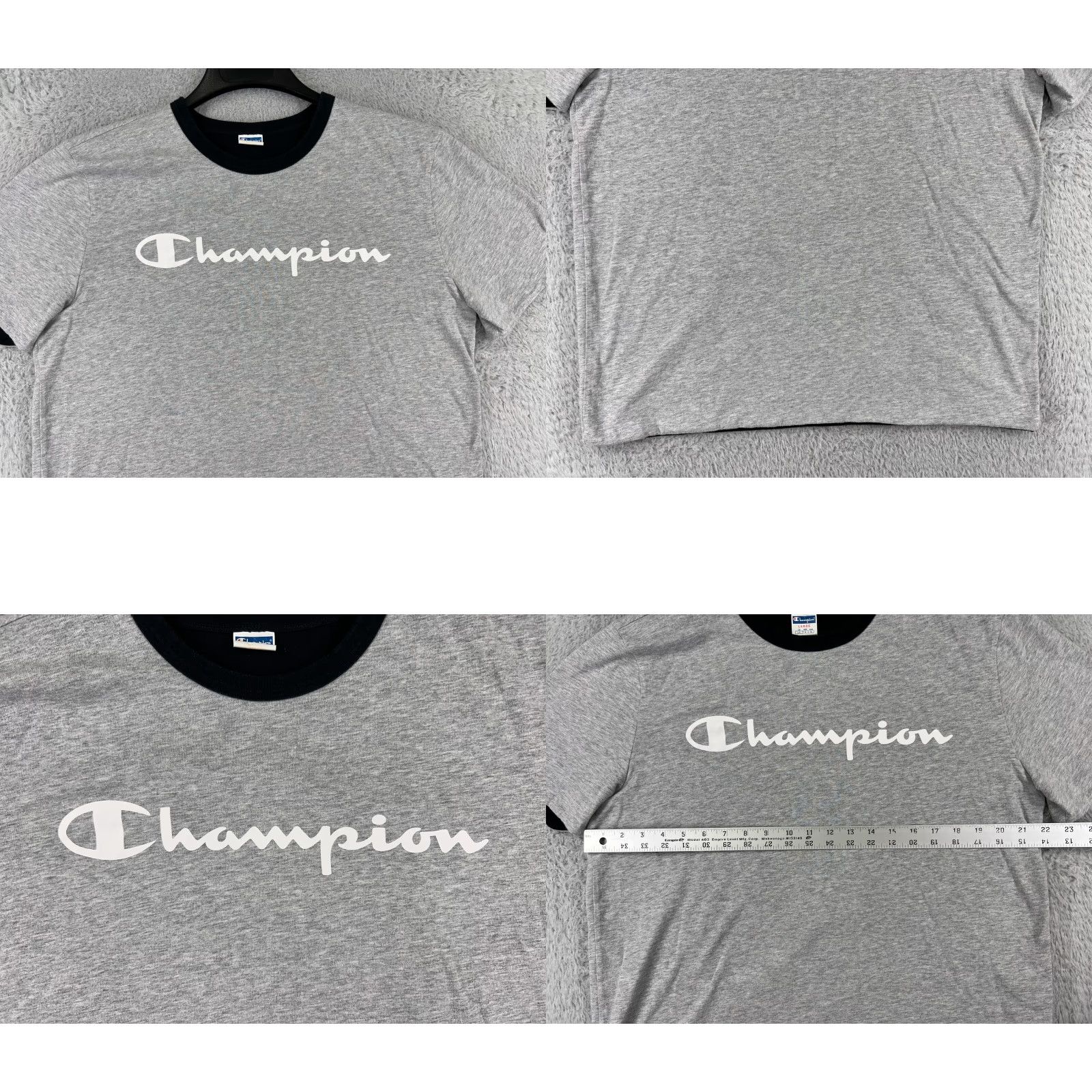 Champion Champion Shirt Mens Large Gray Black Spellout Logo Short Sleeve Crew Neck Sport Size US L / EU 52-54 / 3 - 8 Thumbnail