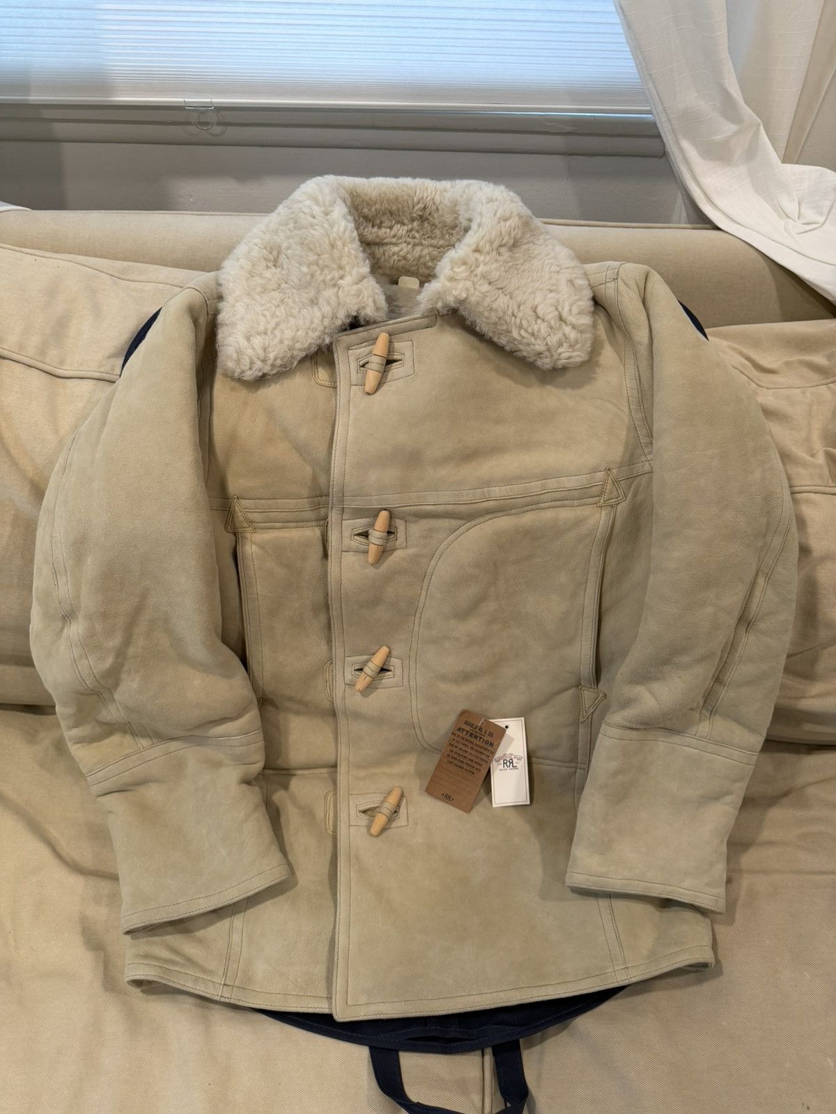 RRL Ralph Lauren Shearling Coat Cream Size US M / EU 48-50 / 2 - 9 Thumbnail