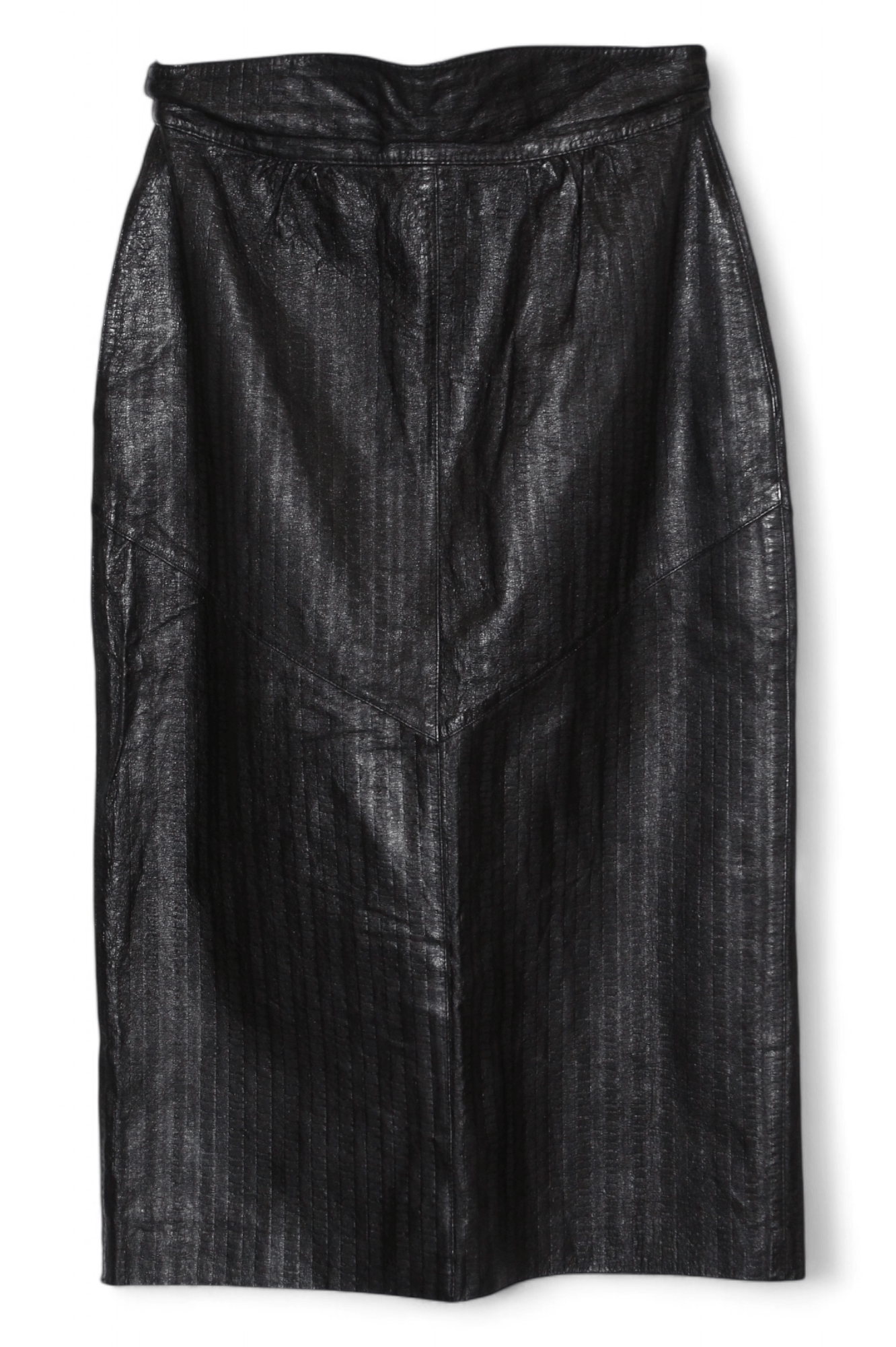 Genuine Leather RARE💥70's Giorgio Mobiani Leather Full zip pencil skirt Size 28" / US 6 / IT 42 - 2 Thumbnail