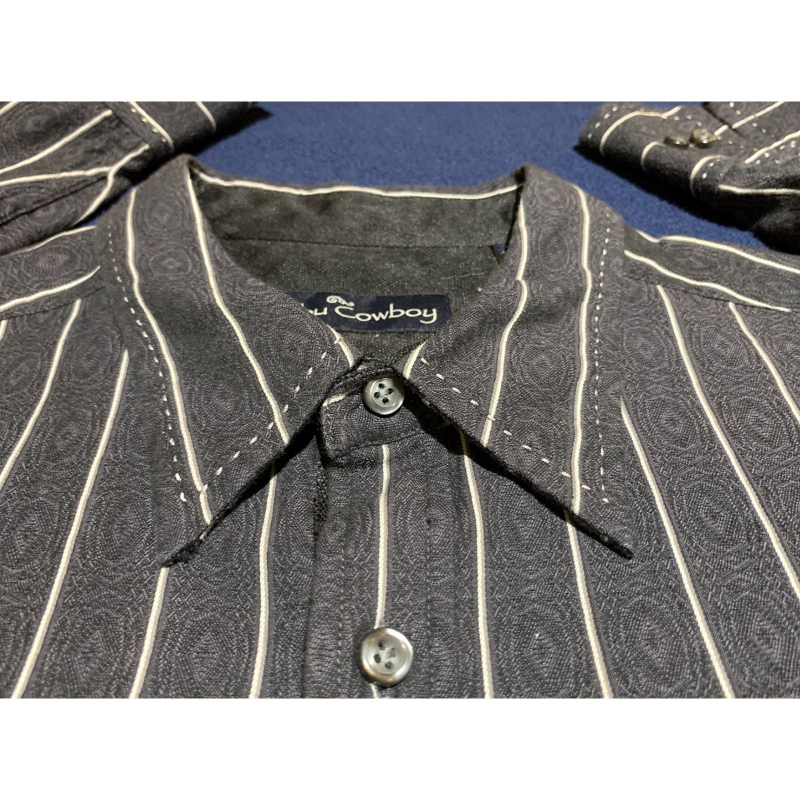 Vintage VINTAGE Malibu Cowboy Striped Button-Up Shirt 2XL Charcoal Long Sleeve Mens Size US XXL / EU 58 / 5 - 4 Thumbnail