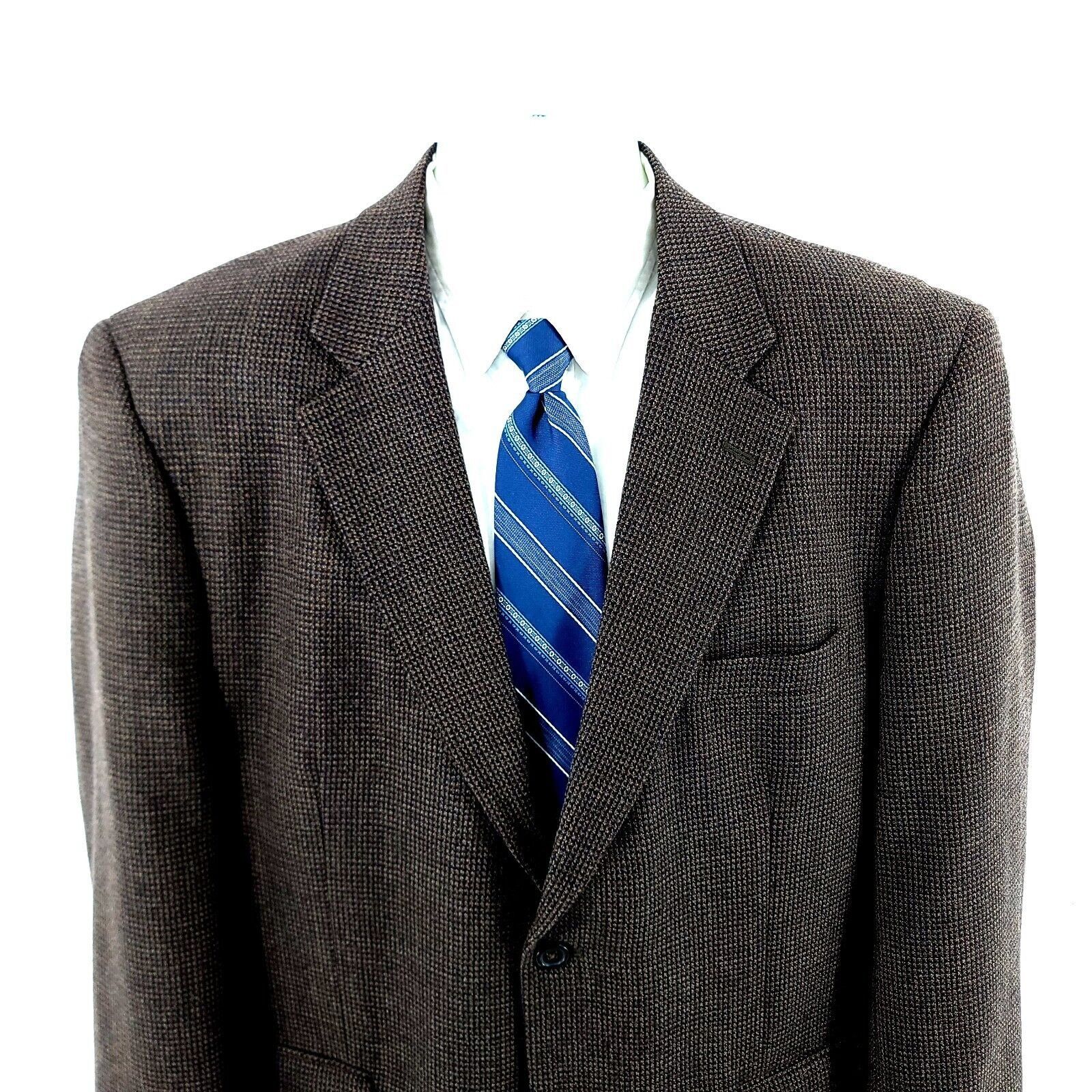 Pronto Uomo Pronto Uomo Tweed Wool 2 Button Sport Coat 44R Brown Blue Ta Size 44R - 1 Thumbnail
