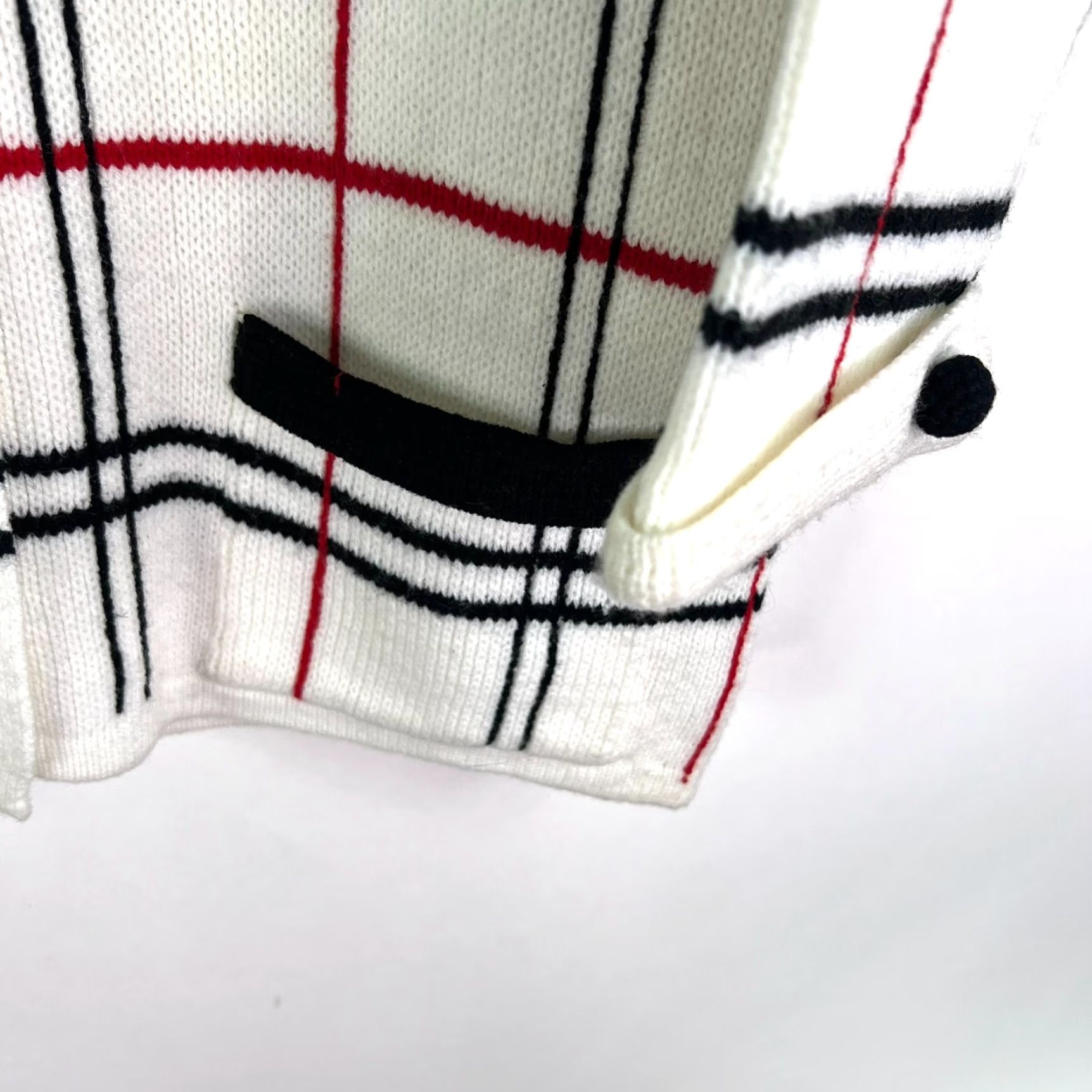 Vintage VINTAGE Hand Full Fashioned Checked Cardigan Sweater Womens M White/Blue Acrylic Long Sleeve Collared Relaxed Fit Size M / US 6-8 / IT 42-44 - 4 Thumbnail