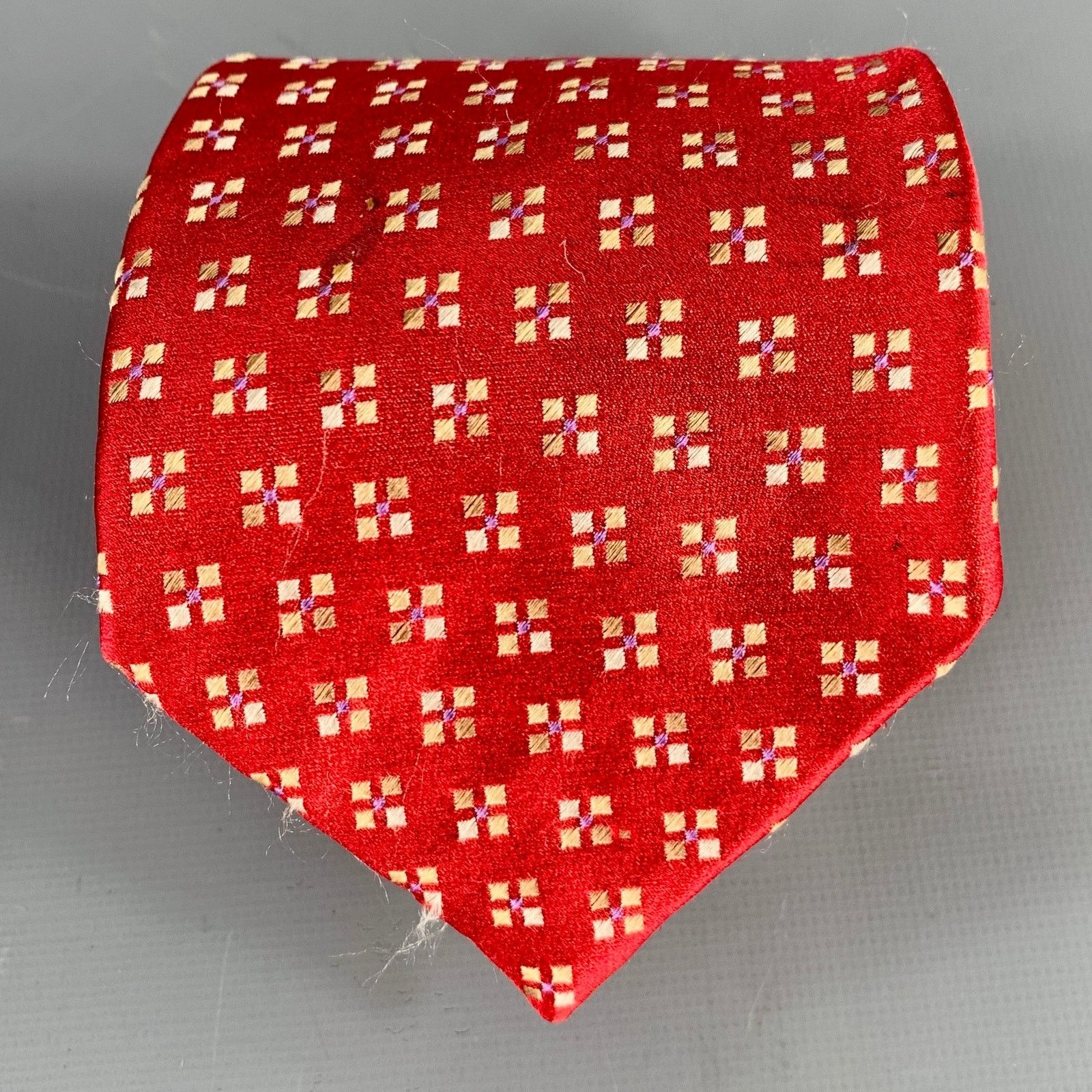 Ermenegildo Zegna ERMENEGILDO ZEGNA Red Yellow Squares Silk Tie Size ONE SIZE - 1 Thumbnail