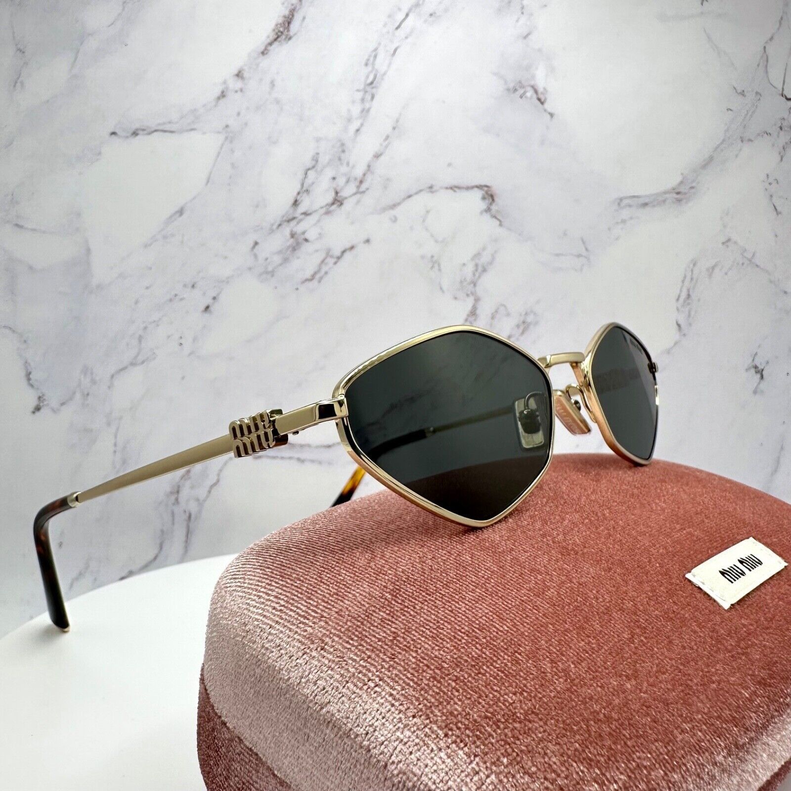 Miu Miu New MIU MIU Runway Hexagon Gold Metal Sunglasses Logo Size ONE SIZE - 4 Thumbnail