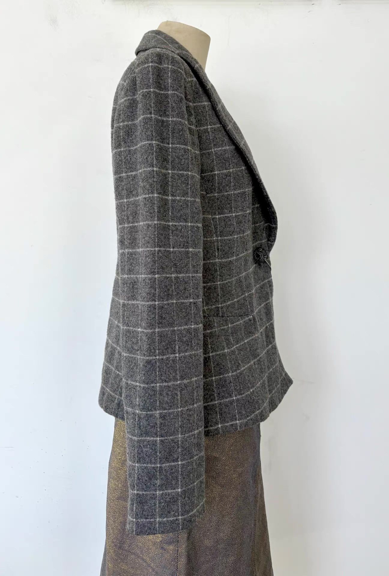Emporio Armani Emporio Armani Women's Grey Wool-Blend Blazer Ｑ21 Size L / US 10 / IT 46 - 3 Thumbnail