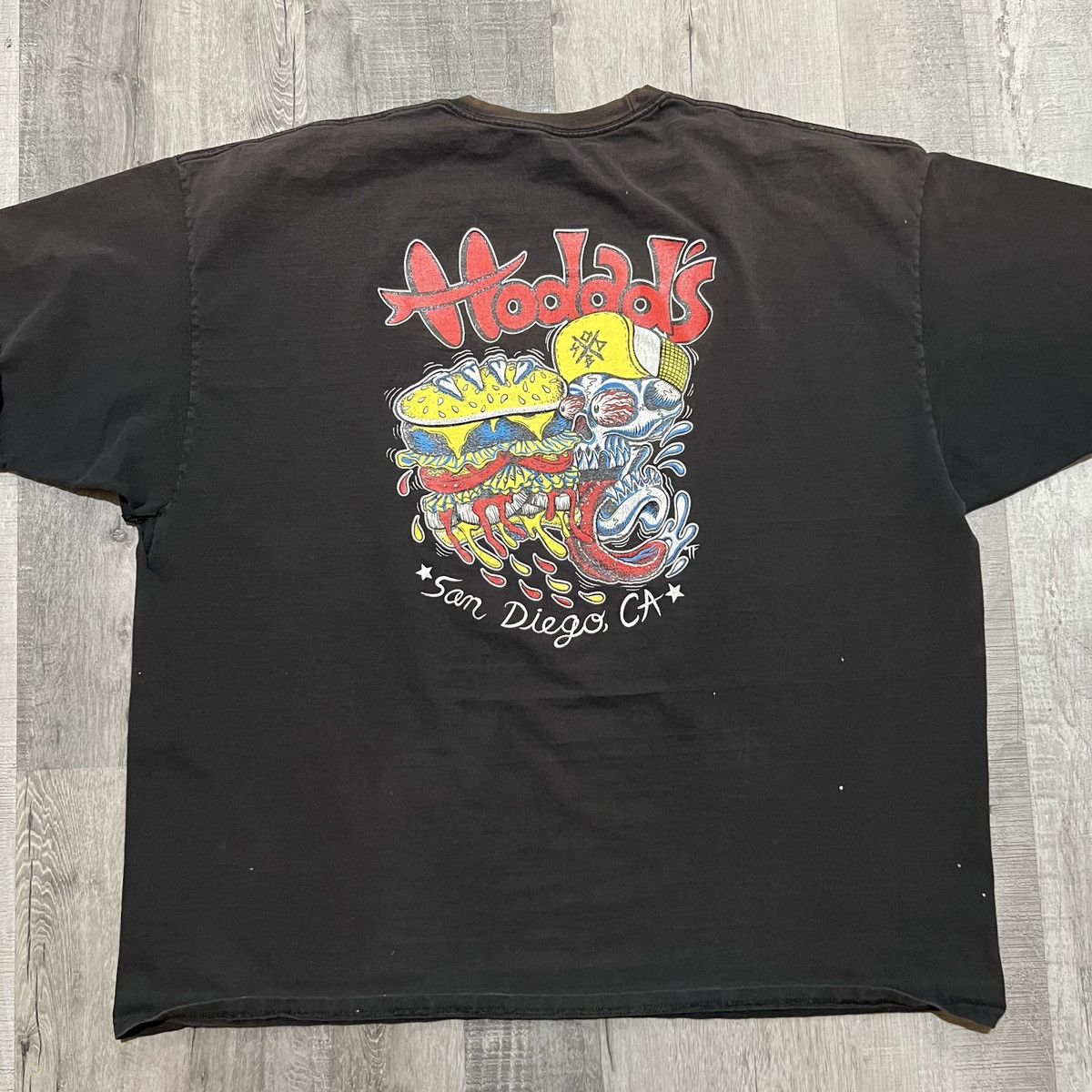 American Apparel VTG Hodads San Diego Distressed Faded Black Hot Rod Tee Size US XXL / EU 58 / 5 - 1 Thumbnail