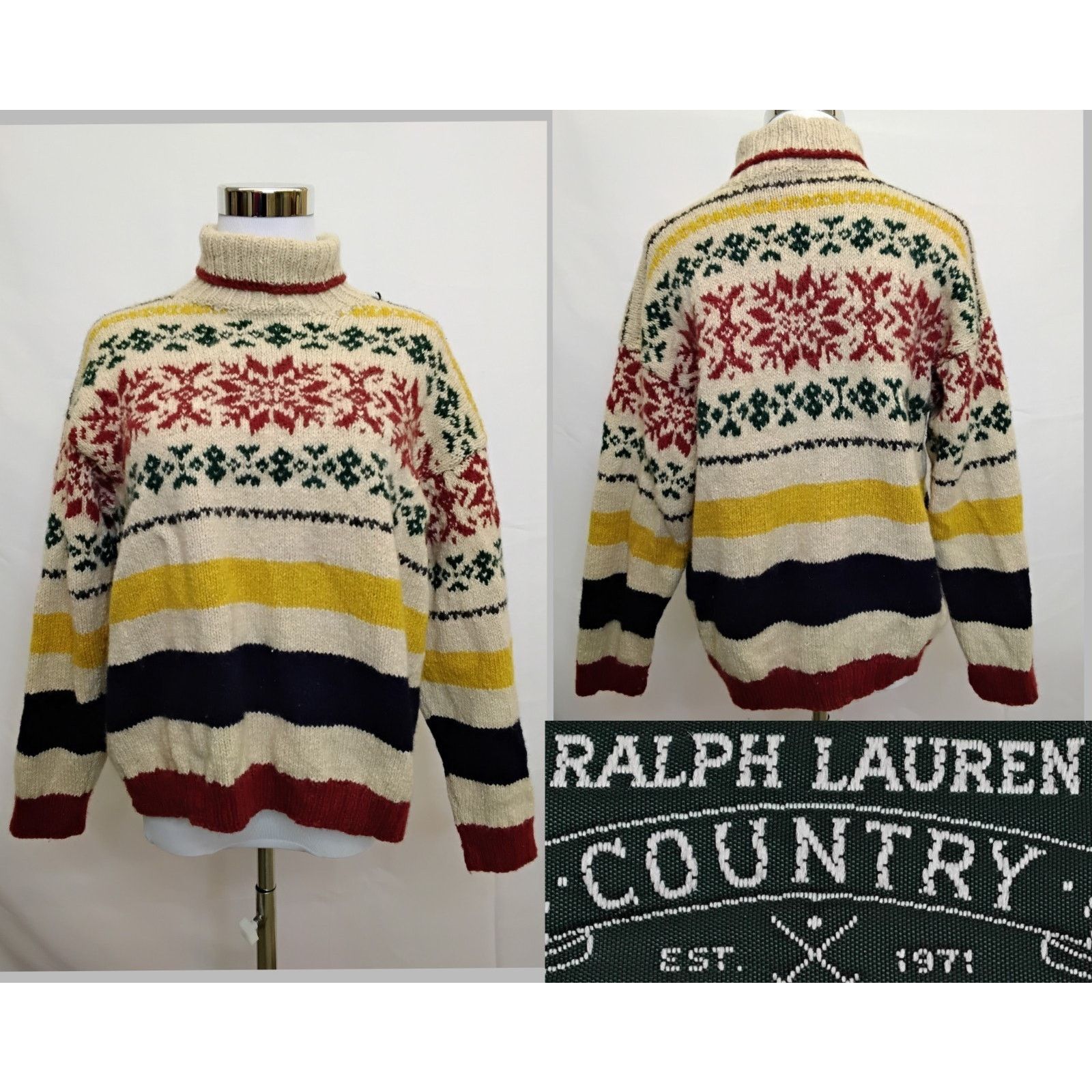 Ralph Lauren Ralph Lauren Country Sweater Women's Med Fair Isle Handknit Size M / US 6-8 / IT 42-44 - 1 Thumbnail