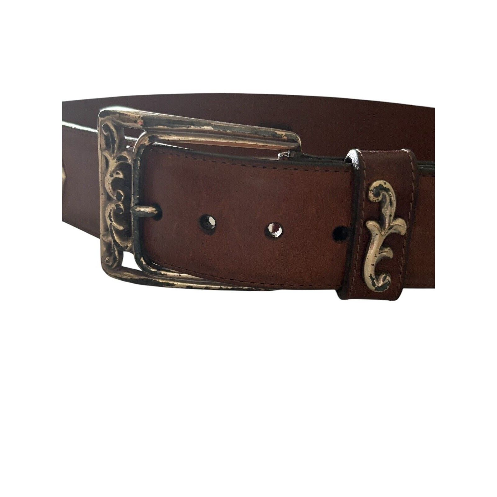 Brighton Brighton Art Nouveau Belt brown Leather Silver Swirl Sz S Size ONE SIZE - 10 Thumbnail