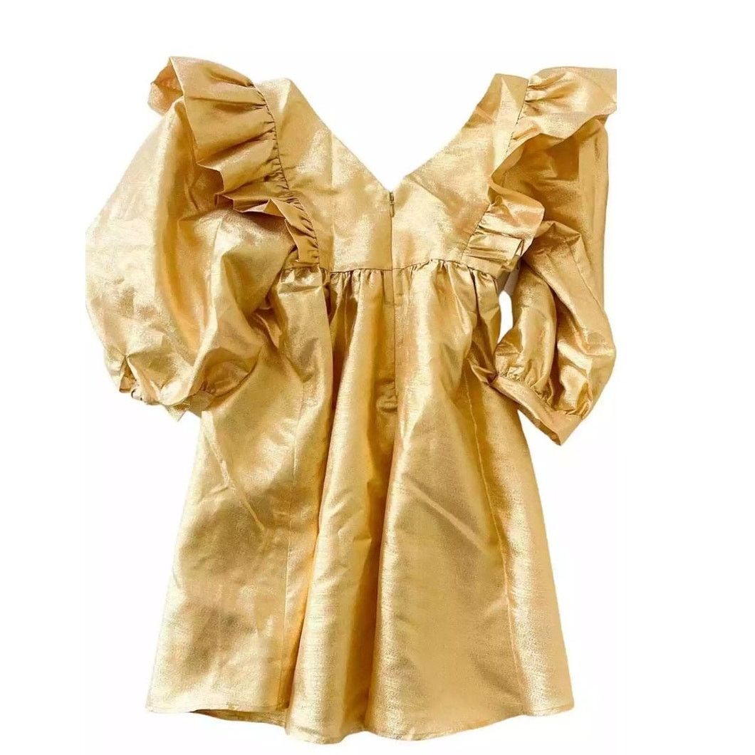 Free People New FREE PEOPLE Selva Negra Atomo Dress $400 X-SMALL Gold Size XS / US 0-2 / IT 36-38 - 7 Thumbnail