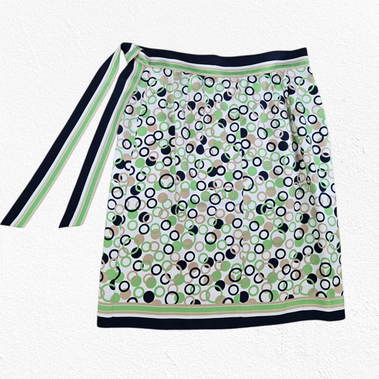 Vintage Vintage Green Navy Retro Mod Silk Wrap Skirt Size 12 Size 34" / US 12 / IT 48 - 13 Thumbnail