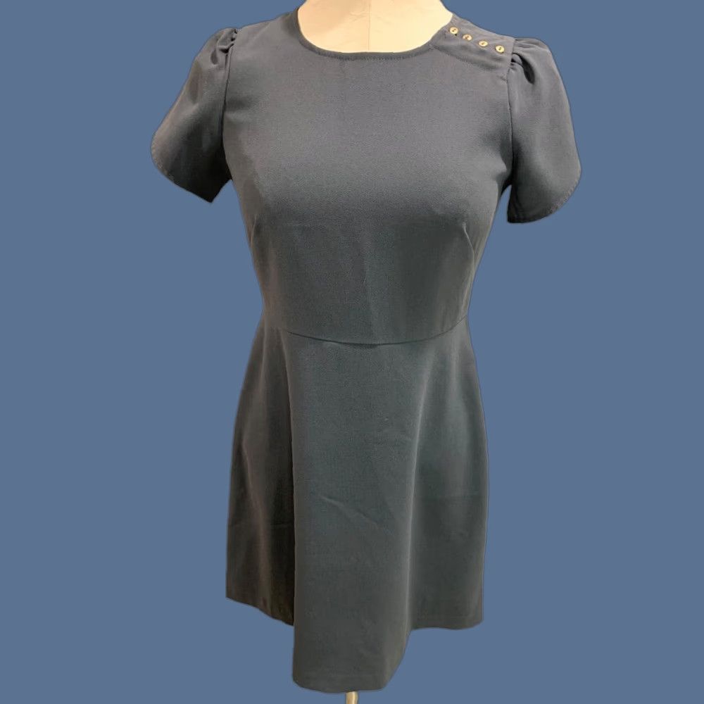 Loft LOFT Size 2P Petites Charcoal Gray A-Line Dress Button Embellished Shoulder Women Size XS / US 0-2 / IT 36-38 - 1 Thumbnail