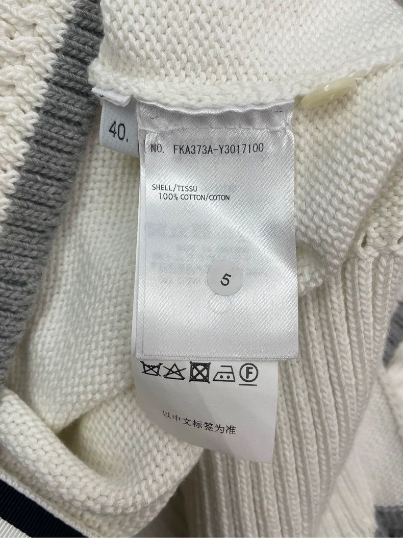 Thom Browne Thom browne White four-striped round-neck knitted sweater 2 Size US XXS / EU 40 - 6 Thumbnail