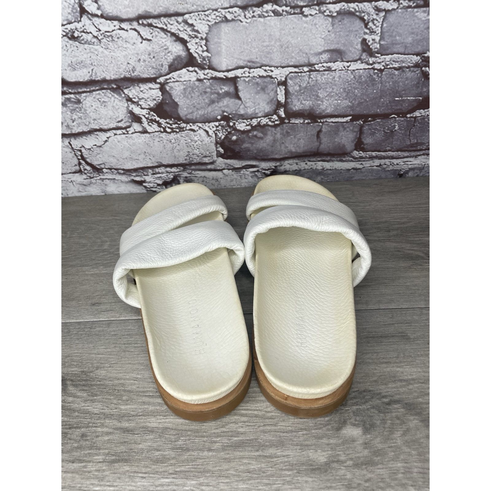 Other Humanoid White Leather Platform Strap Slides Wedge Sandals W Size US 8.5 / IT 38.5 - 4 Thumbnail