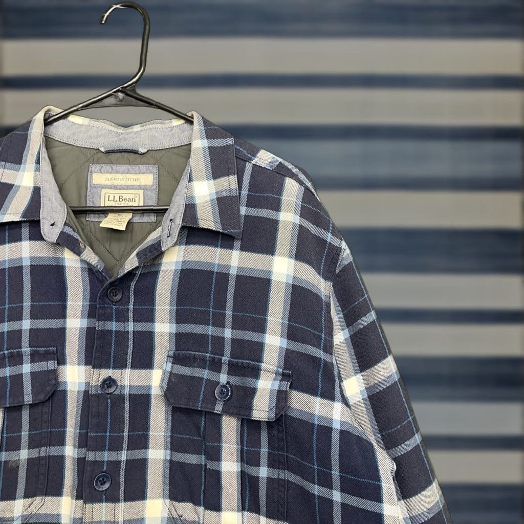 Vintage L.L. Bean Flannel Shirt Large Tall LT Blue Shacket Outdoor Hiking Workwear Mens Size US L / EU 52-54 / 3 - 1 Thumbnail