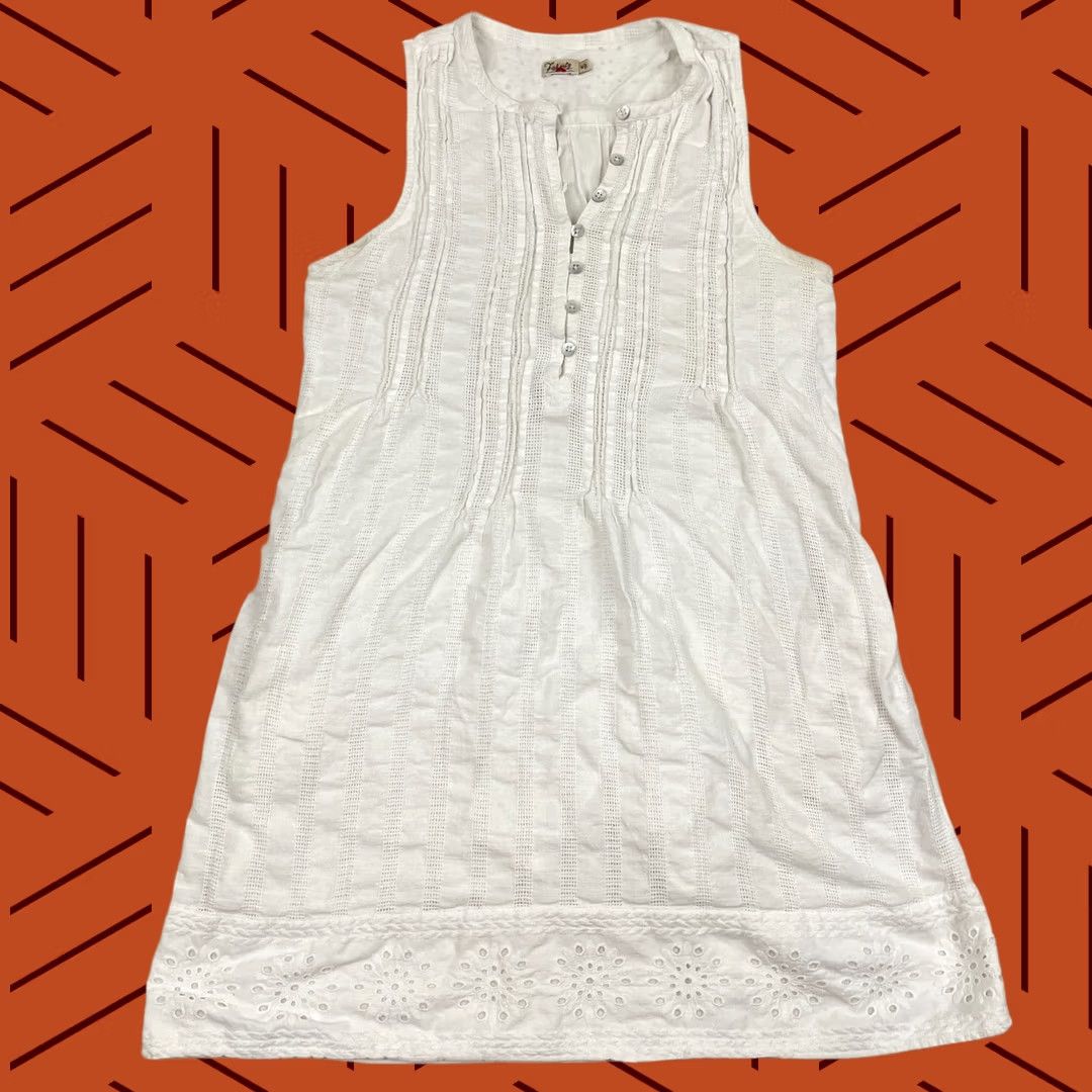 Faherty Faherty Isha Eyelet Dress Womens M White Organic Cotton Gauze Mini Pockets Boho Size M / US 6-8 / IT 42-44 - 1 Thumbnail