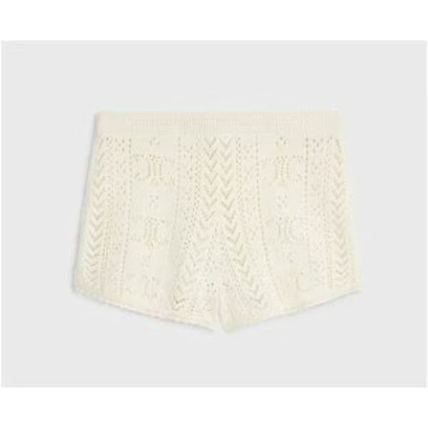 Celine o1w1db10125 2AI34307V Triomphe Cotton Mini Short in Ivory Size 34" / US 12 / IT 48 - 2 Thumbnail