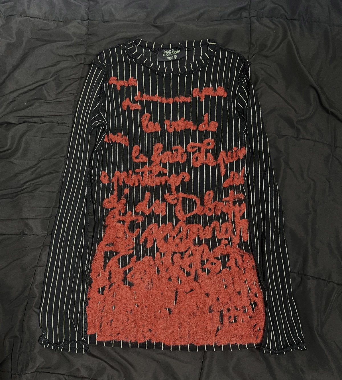 Jean Paul Gaultier Jean Paul Gaultier AW01 Striped Mesh Long Sleeve ...