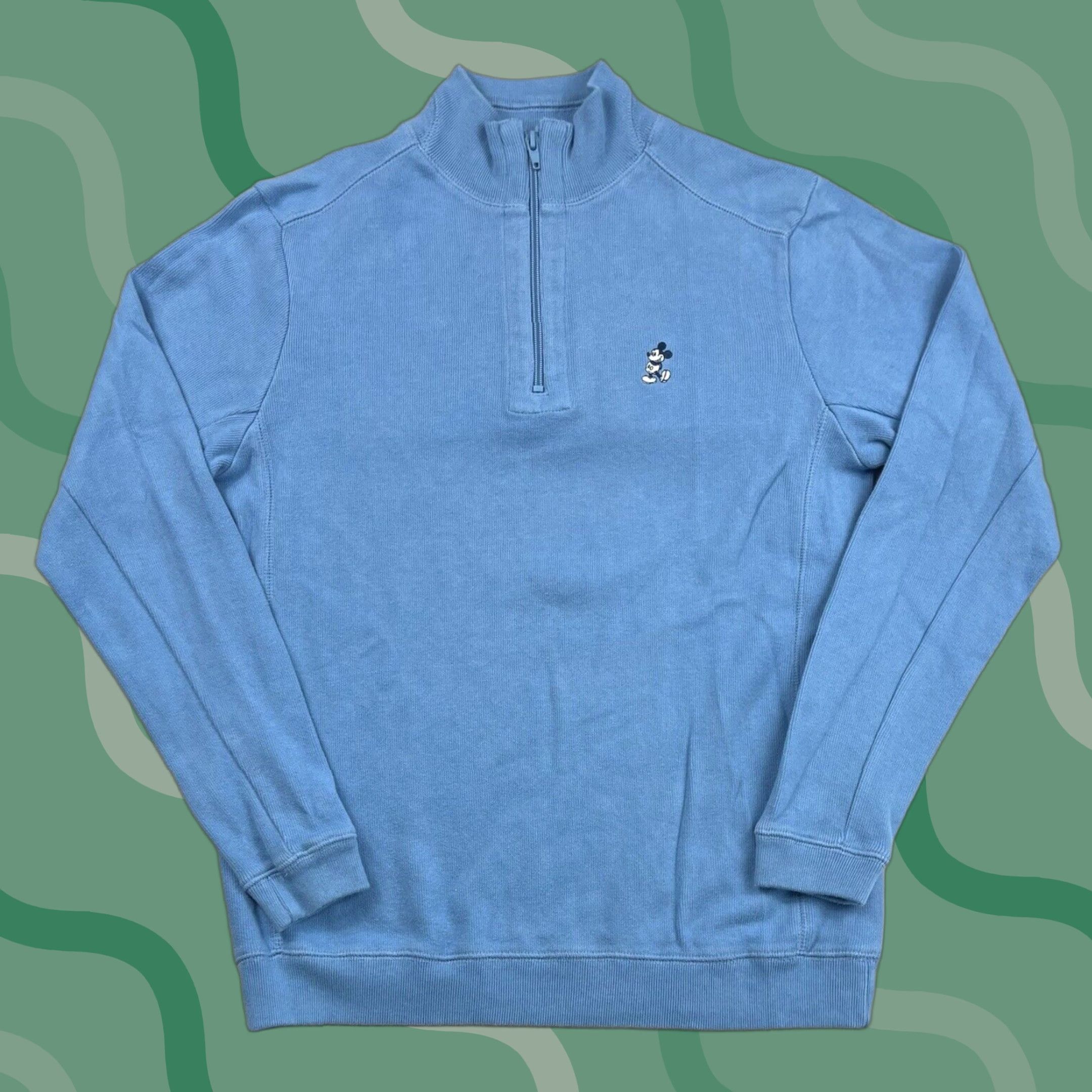 Disney Disney Parks Mickey Sweater 1/4 Zip Pullover Embroidered Light Blue Sz S Men Knit Wool Golf Disney Mickey Mouse Theme Mens Size US S / EU 44-46 / 1 - 1 Thumbnail
