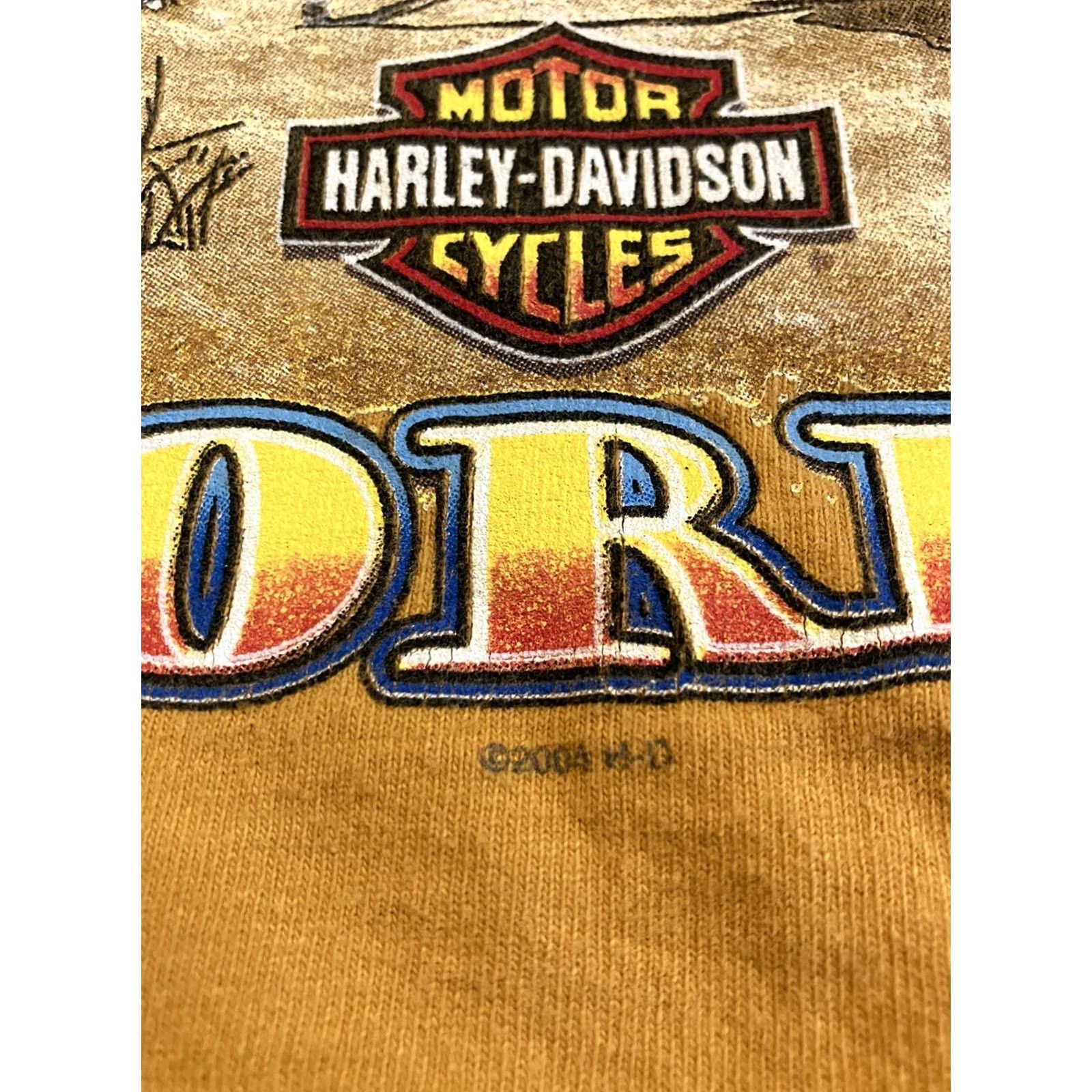 Harley Davidson Harley-Davidson T-Shirt Orange Pocket Short Sleeve Naples 2004 Men’s Large L Size US L / EU 52-54 / 3 - 7 Thumbnail