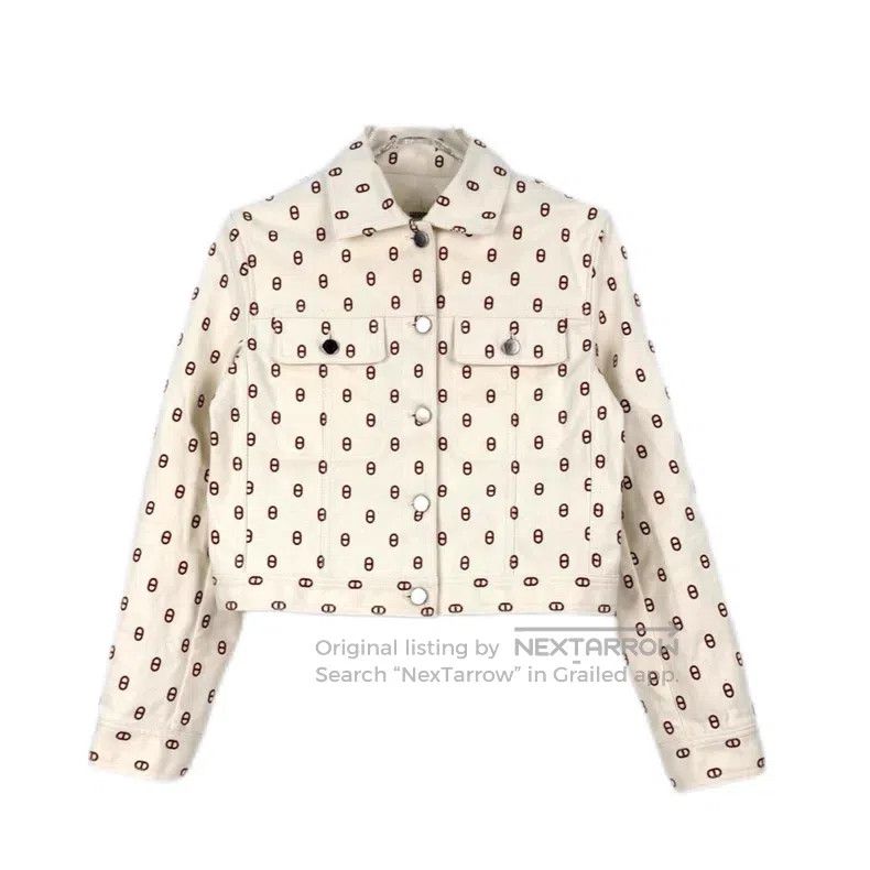 Hermes Hermes White pig nose logo denim cotton jacket Size XS / US 0-2 / IT 36-38 - 1 Thumbnail