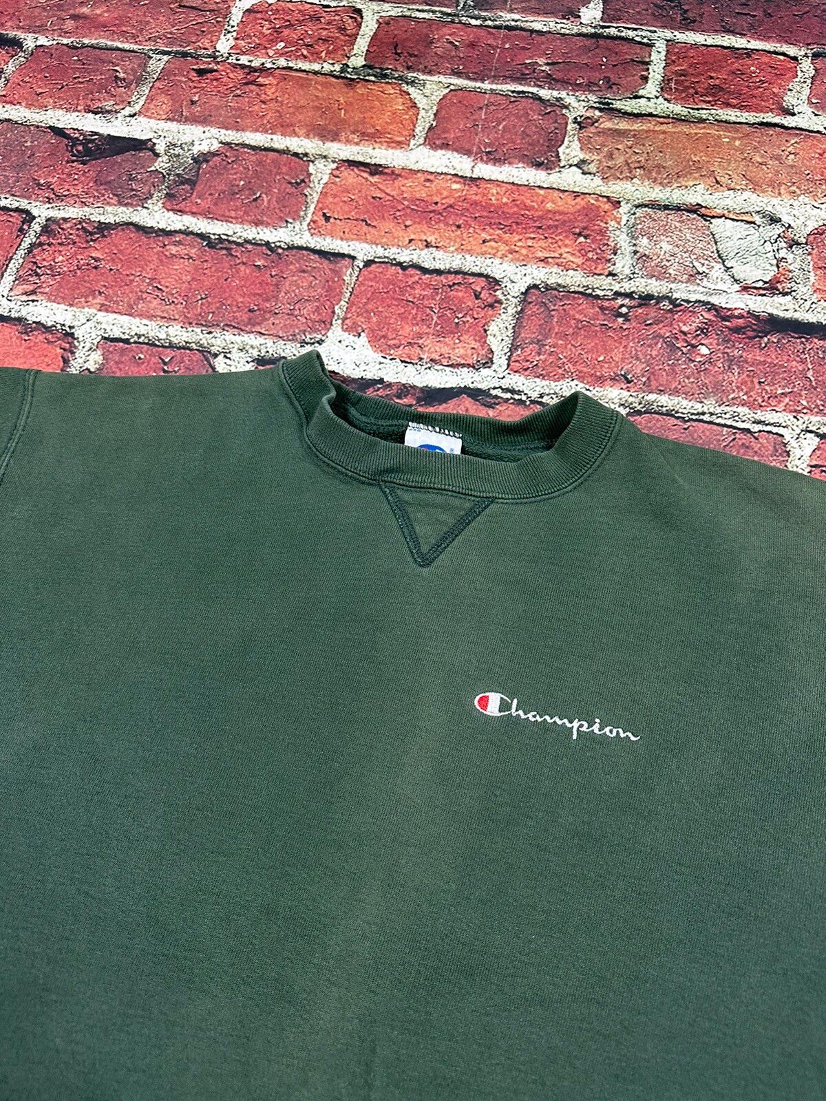 Vintage Vintage 90s Champion Sweatshirt Green Spell Out Crewneck Size US XL / EU 56 / 4 - 5 Thumbnail