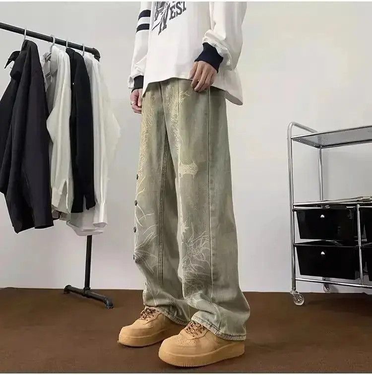 Japanese Brand Retro straight leg casual printed jeans Size US 32 / EU 48 - 2 Thumbnail