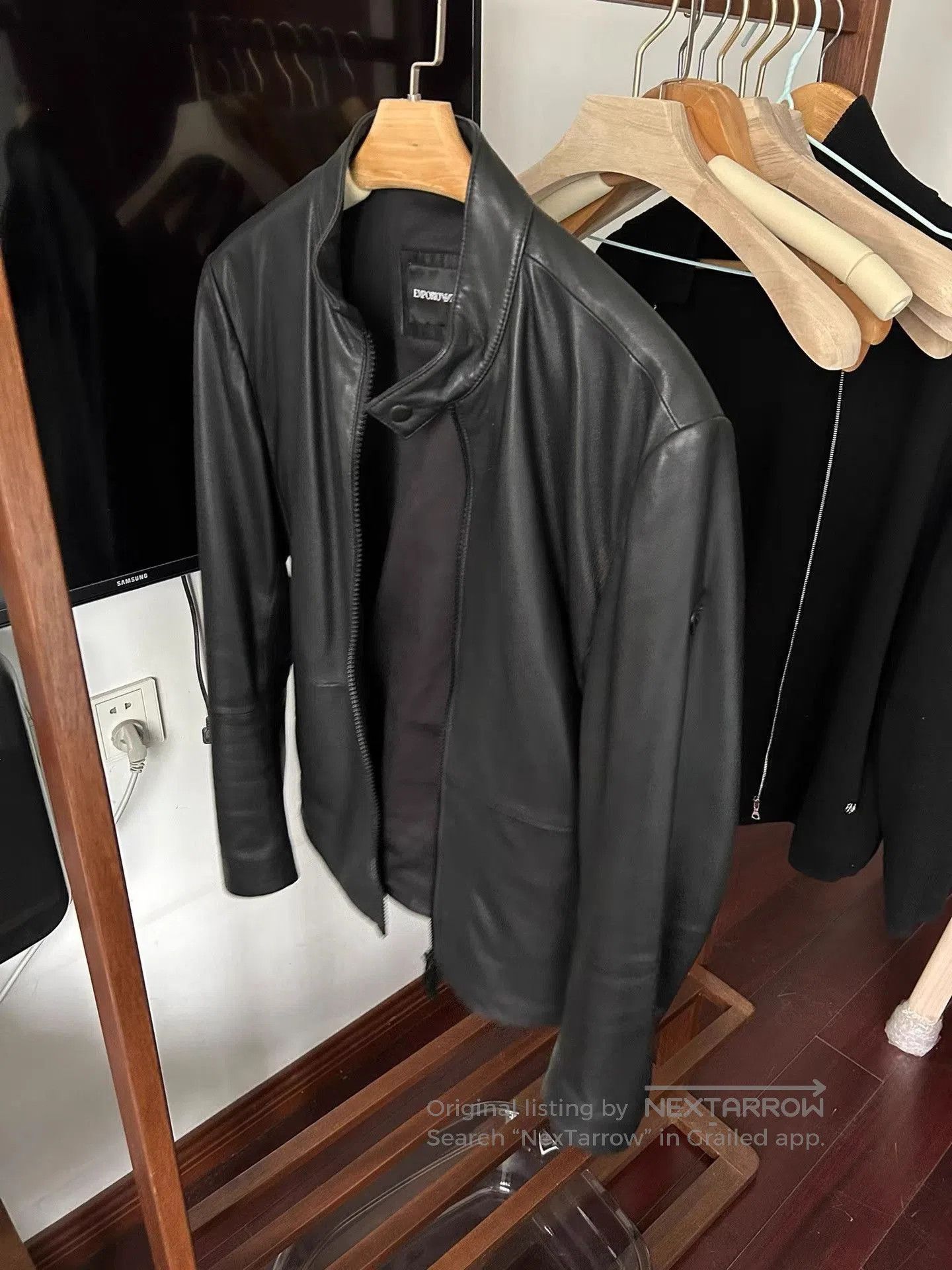 Armani Black Leather Zip-Up Jacket. Size US S / EU 44-46 / 1 - 3 Thumbnail