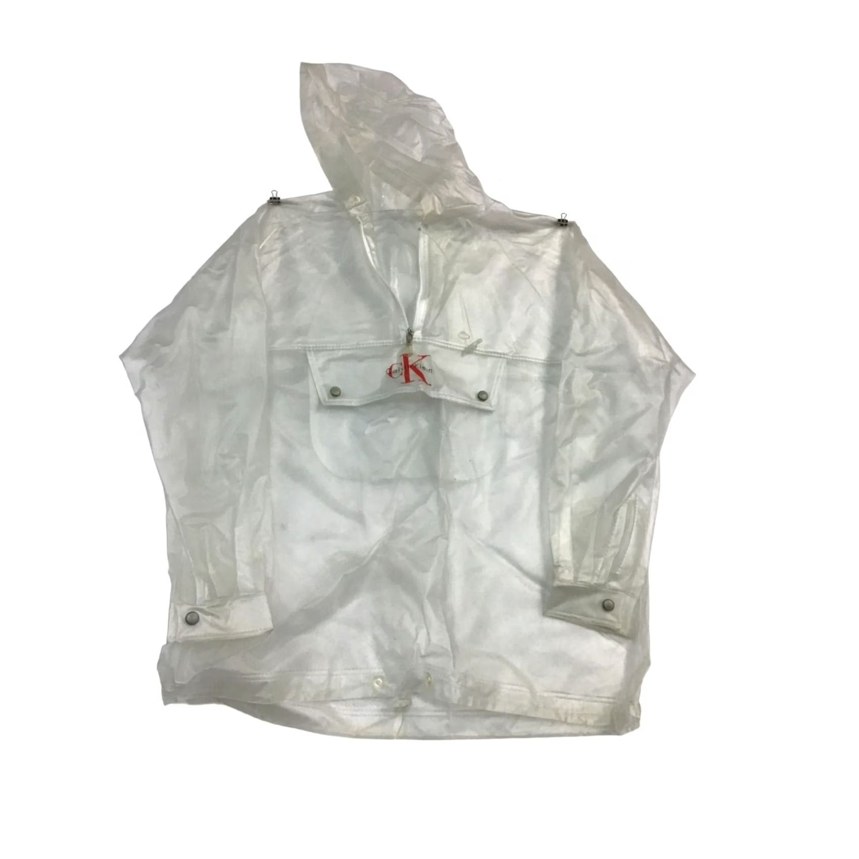 Calvin Klein VINTAGE Calvin Klein Rain Coat Jacket Clear XL Womens Rain Coat PVC 100% Outer Shell CK Windbreaker 2012 Size XL / US 12-14 / IT 48-50 - 2 Thumbnail