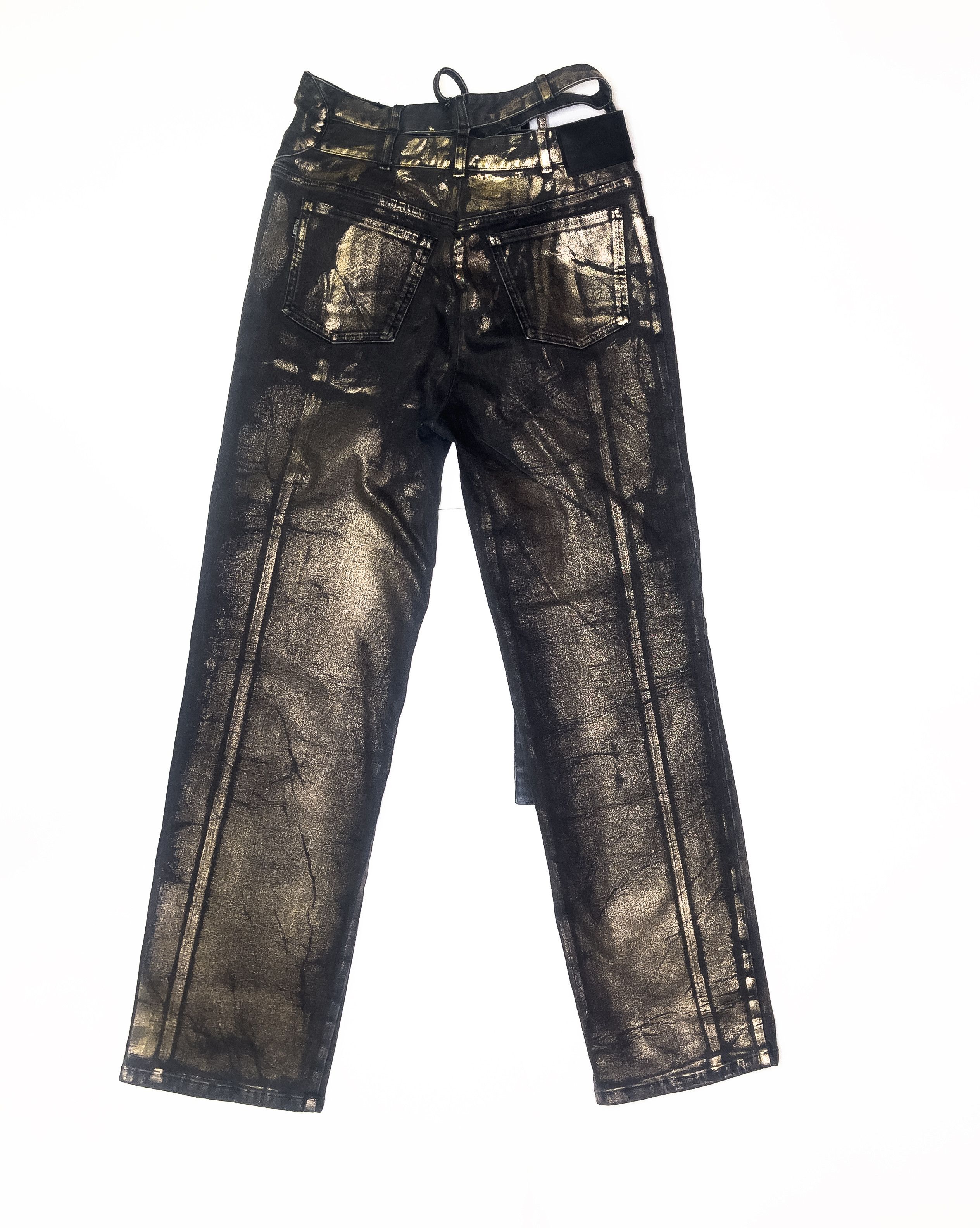 Ottolinger Ottolinger Black & Gold Loose Wrap Jeans Size US 38 / EU 54 - 1 Thumbnail
