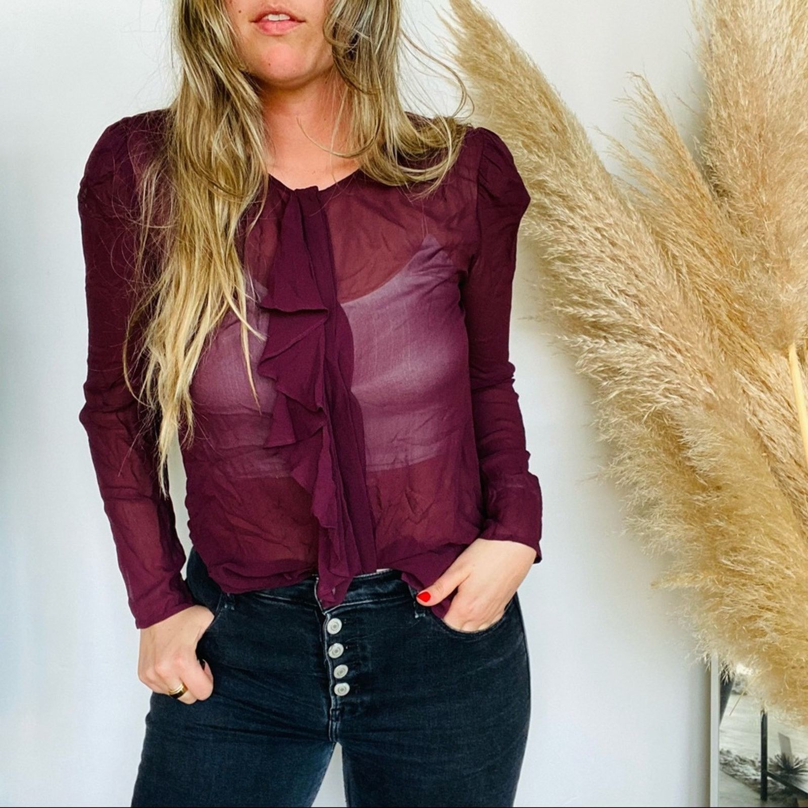 Anthropologie ANTHROPOLOGIE Moulinette Range Silk Button Blouse Shirt Top Size XS / US 0-2 / IT 36-38 - 1 Thumbnail