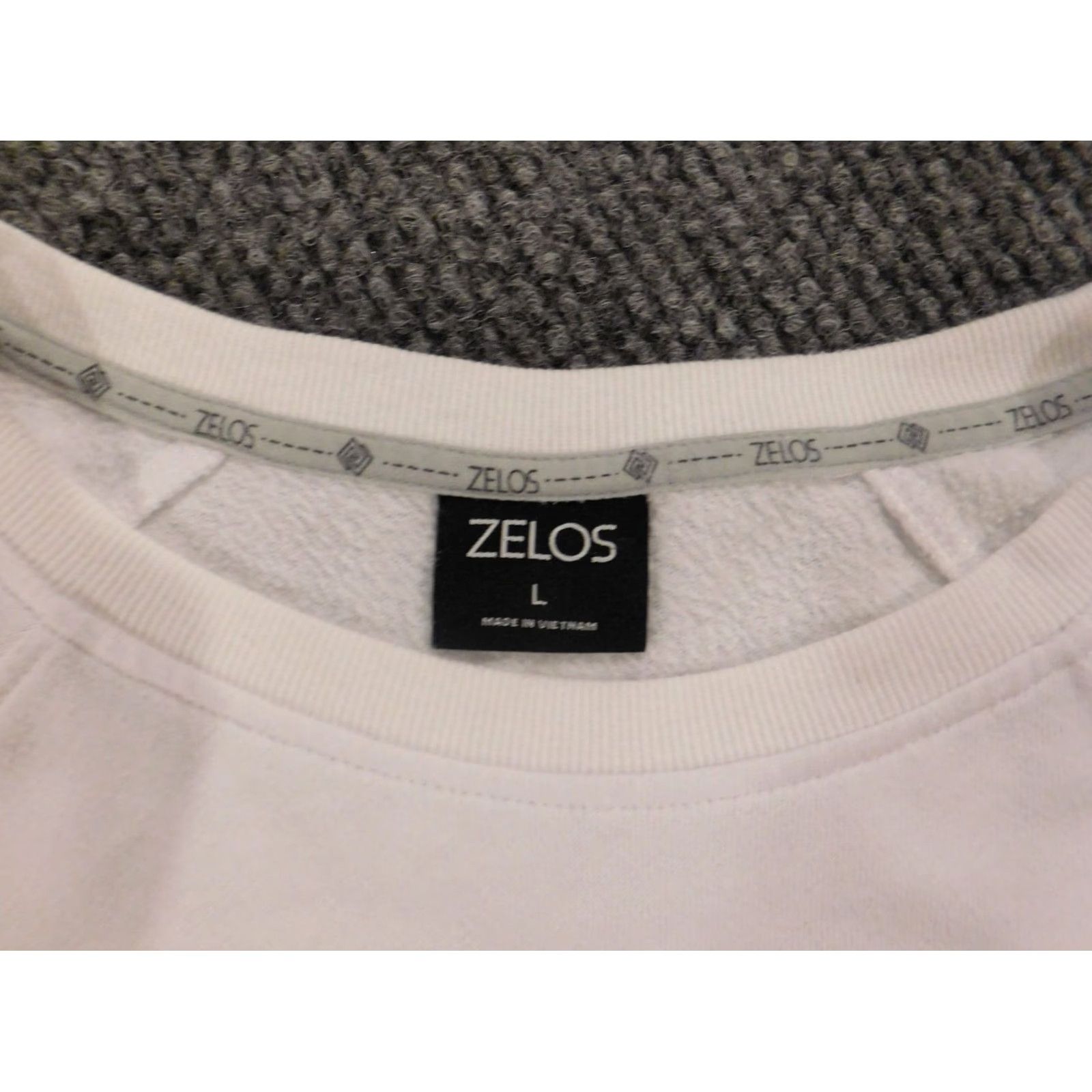 Vintage Zelos Womens Sweatshirt L White Crew Neck Pullover Zip Logo Stretch Regular Knit Activewear - Mens/ Womens Size L / US 10 / IT 46 - 5 Thumbnail